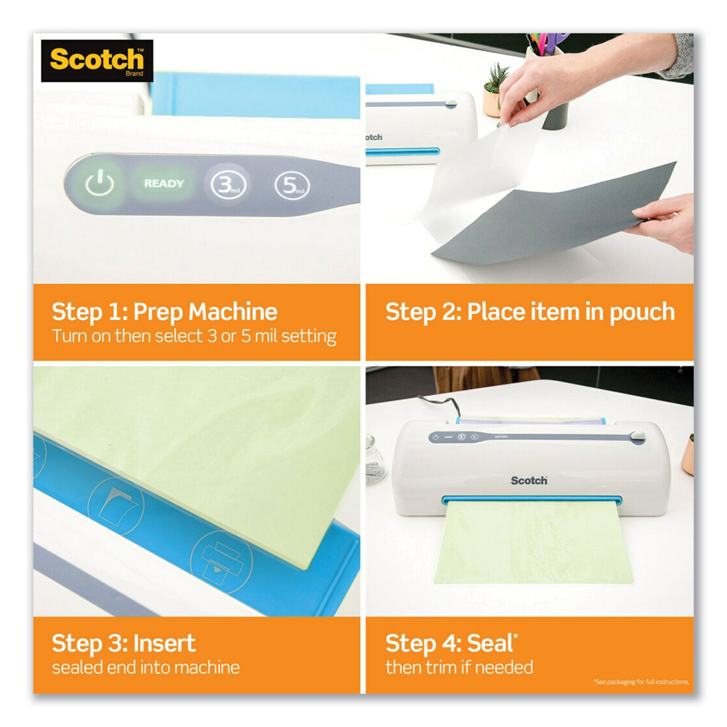 Scotch™ Laminating Pouches, 3 mil, 8.5" x 14", Gloss Clear, 20/Pack