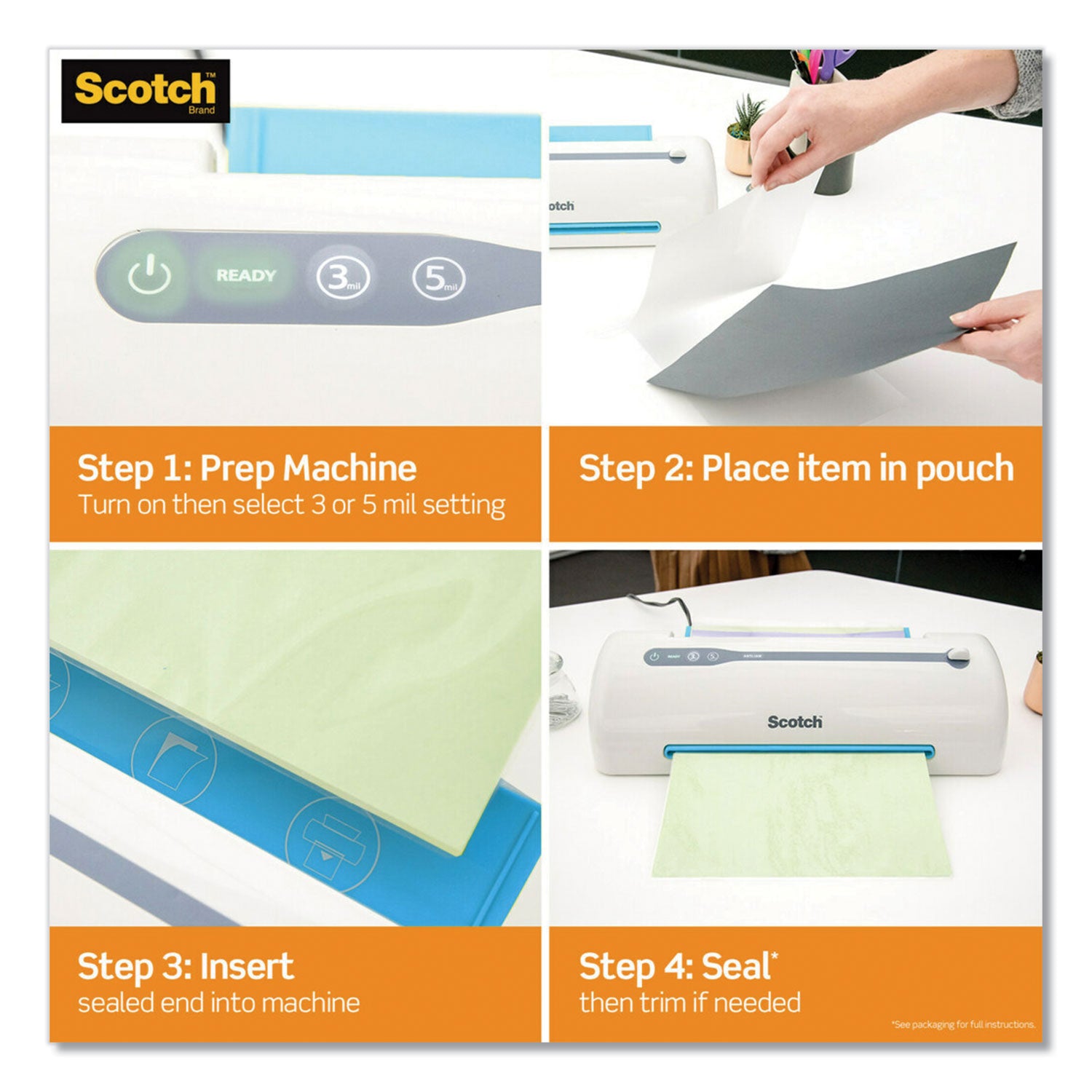 Scotch™ Laminating Pouches, 3 mil, 9" x 11.5", Gloss Clear, 20/Pack