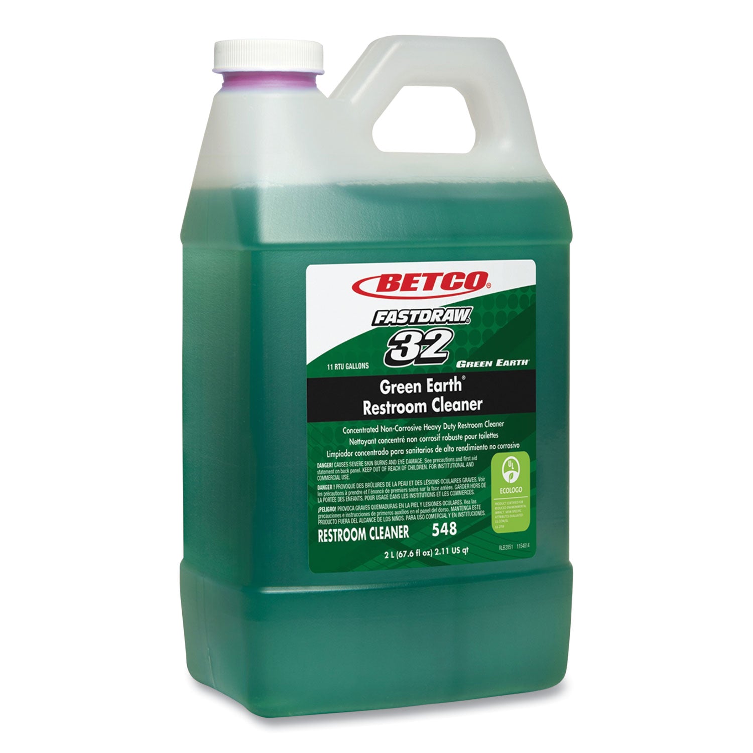 Fastdraw 32 Green Earth Restroom Cleaner, Citrus Floral, 2 L Bottle, 4/Carton