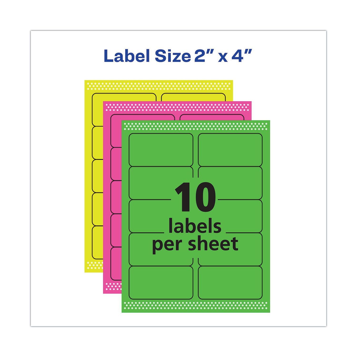 Avery® High-Visibility Permanent Laser ID Labels, 2 x 4, Neon Assorted, 500/Pack