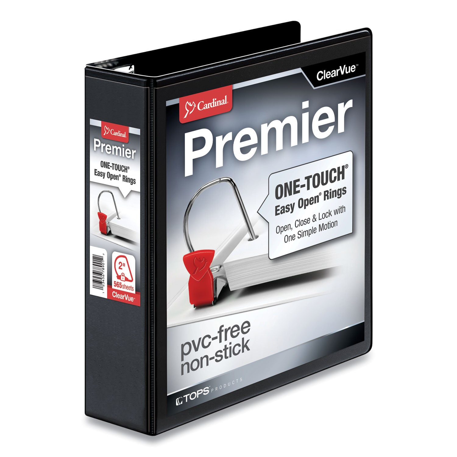 Premier Easy Open ClearVue Locking Slant-D Ring Binder, 3 Rings, 2" Capacity, 11 x 8.5, Black