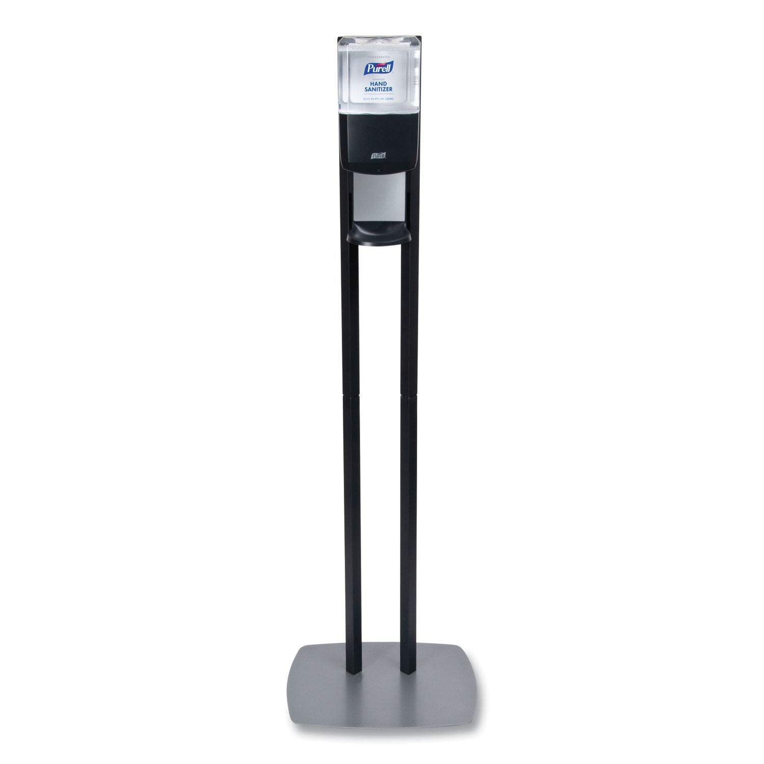 ES8 Hand Sanitizer Floor Stand with Dispenser, 1,200 mL, 13.5 x 5 x 28.5, Graphite/Silver