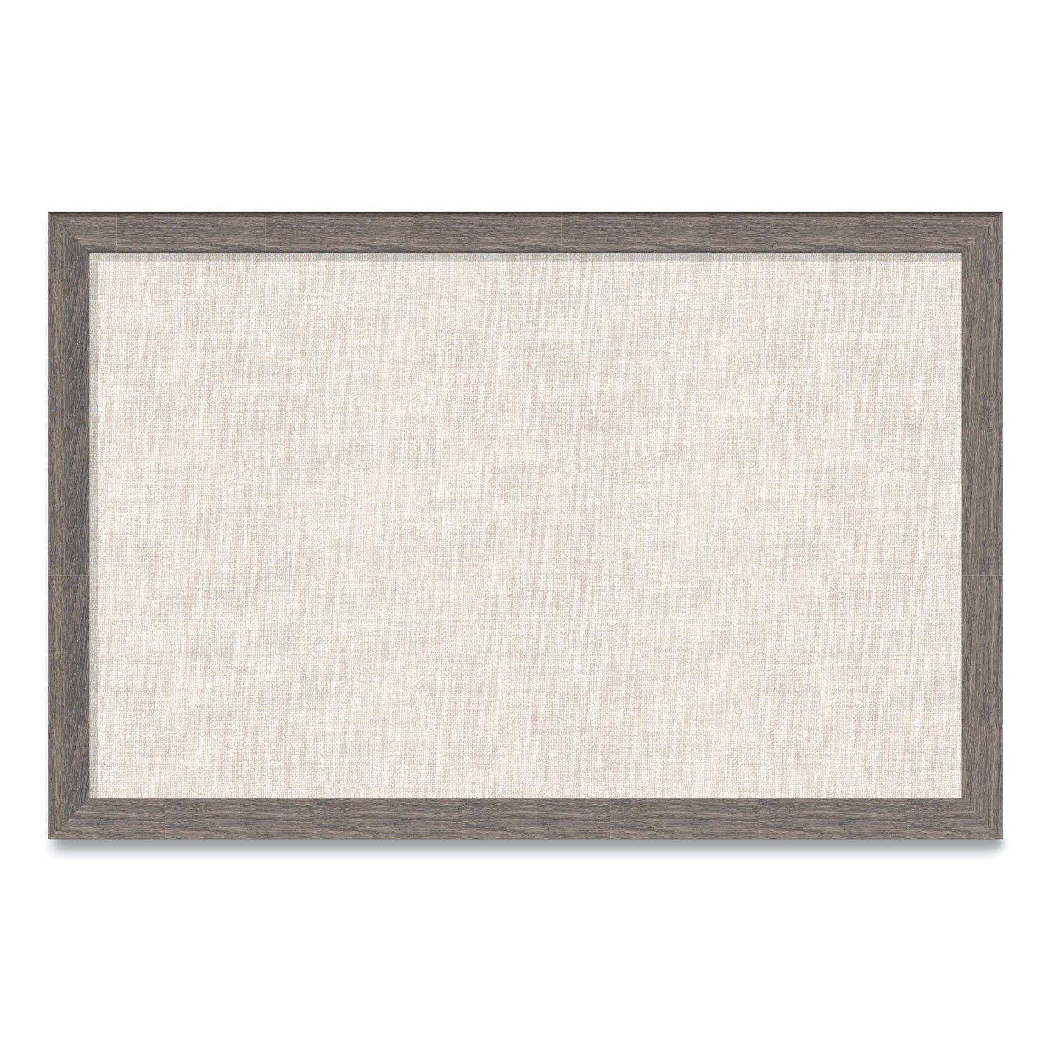 Linen Bulletin Board with Rustic Frame, 35 x 23, Beige Surface, Brown Frame