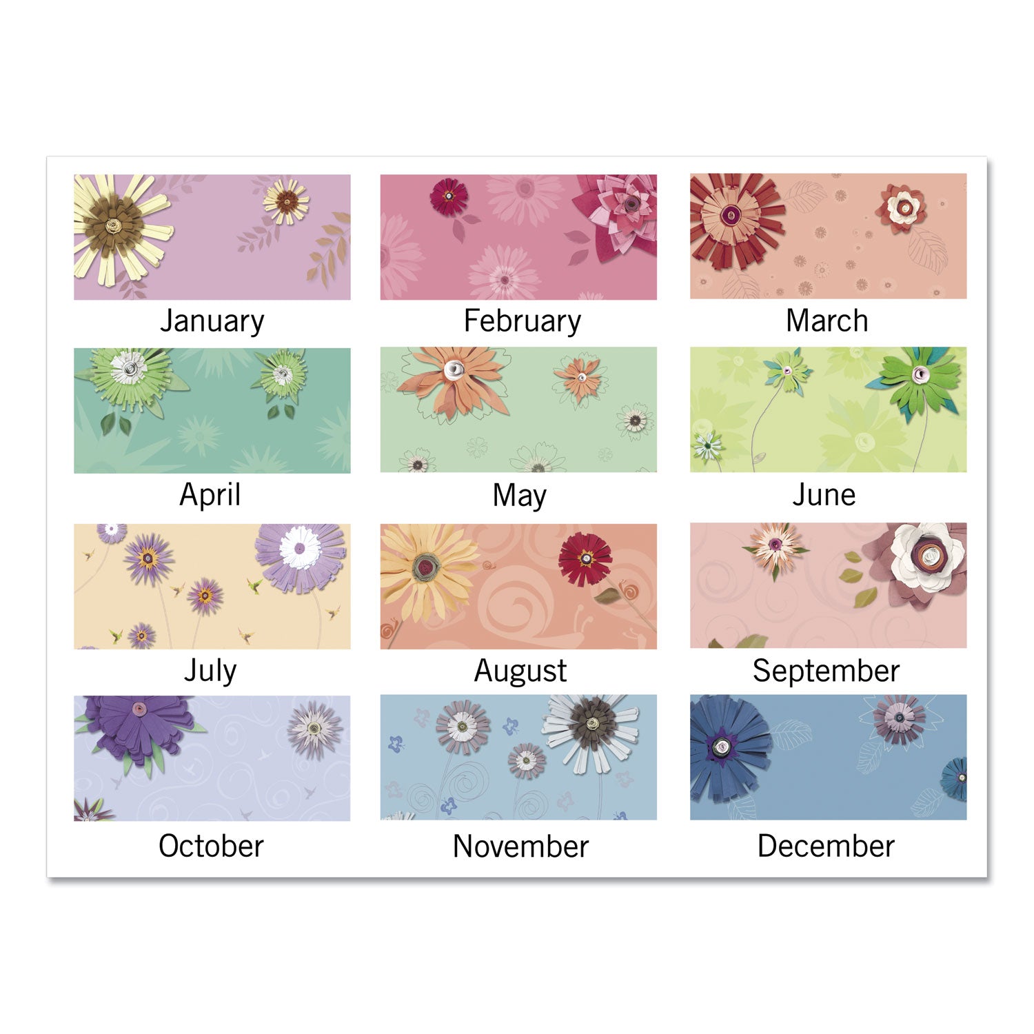 AT-A-GLANCE® Paper Flowers Desk Pad, Floral Artwork, 22 x 17, Black Binding, Clear Corners, 12-Month (Jan to Dec): 2025