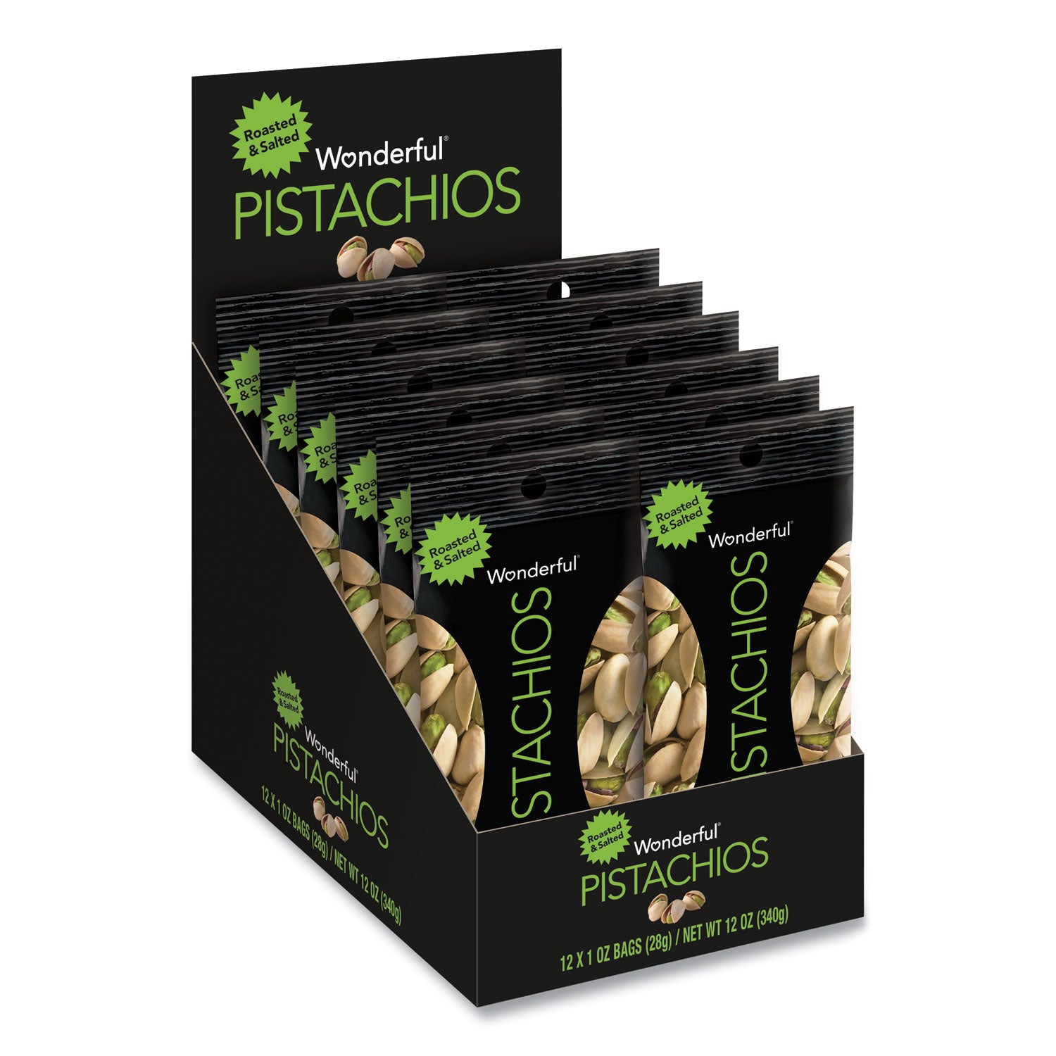 Paramount Farms® Wonderful Pistachios, Roasted and Salted, 1 oz Pack, 12/Box