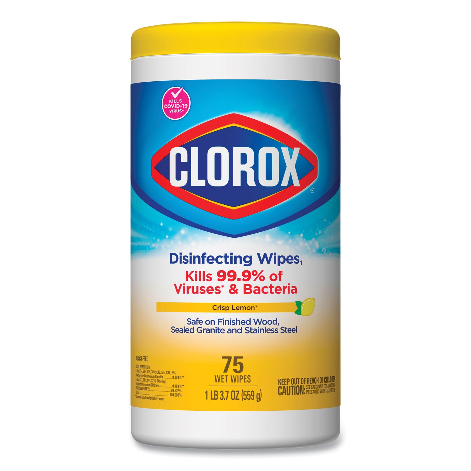 Clorox® Disinfecting Wipes, 1-Ply, 7 x 7.75, Crisp Lemon, White, 75/Canister, 6 Canisters/Carton Flipcost Flipcost