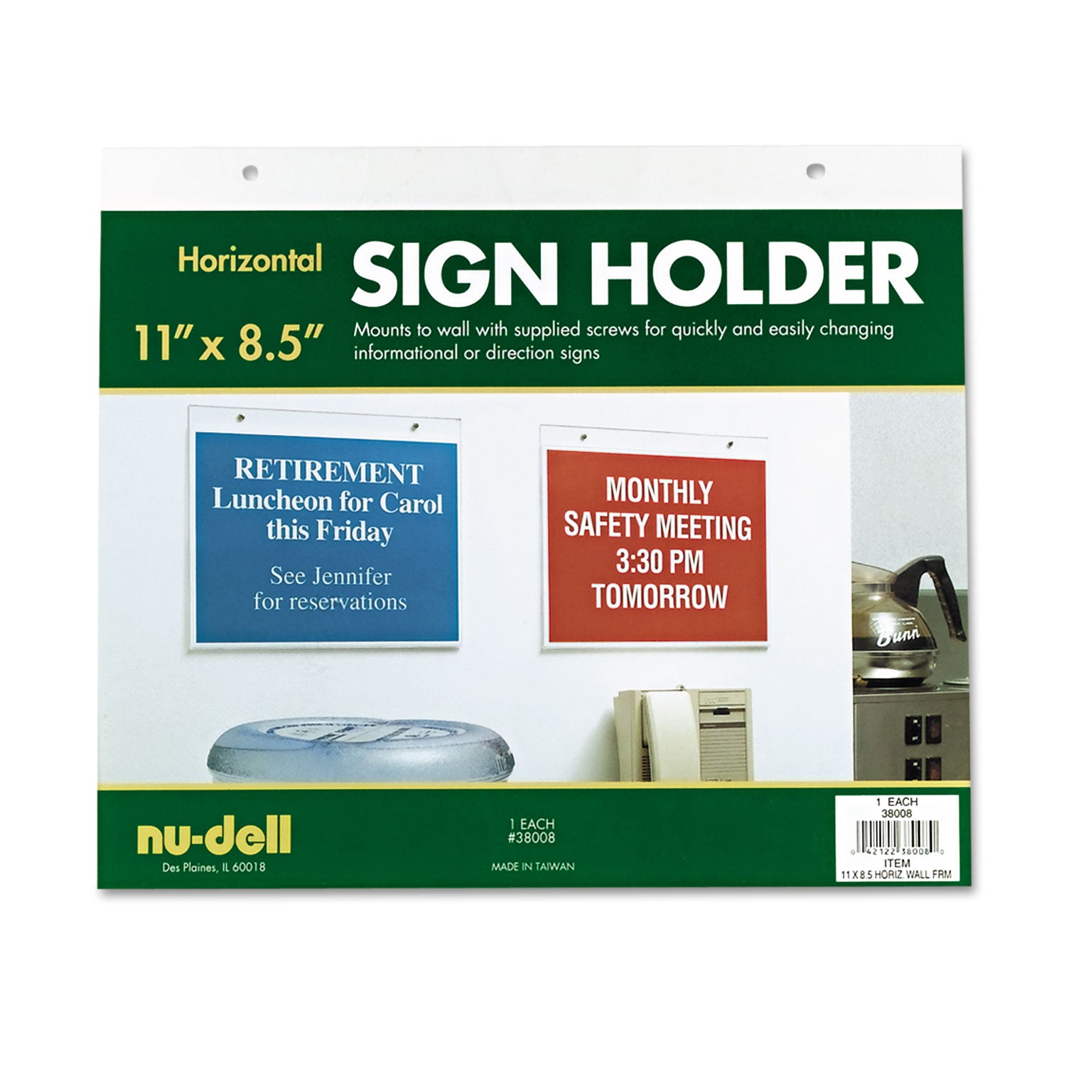 Acrylic Sign Holder, Horizontal, 11 x 8.5, Clear