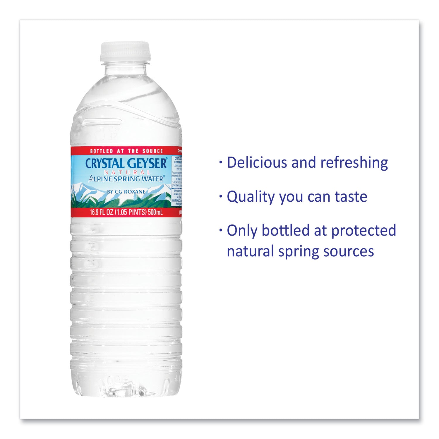 Crystal Geyser® Alpine Spring Water, 16.9 oz Bottle, 24/Carton, 84 Cartons/Pallet