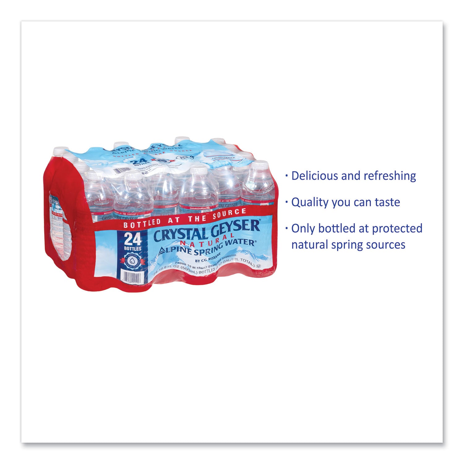 Crystal Geyser® Alpine Spring Water, 16.9 oz Bottle, 24/Carton, 84 Cartons/Pallet