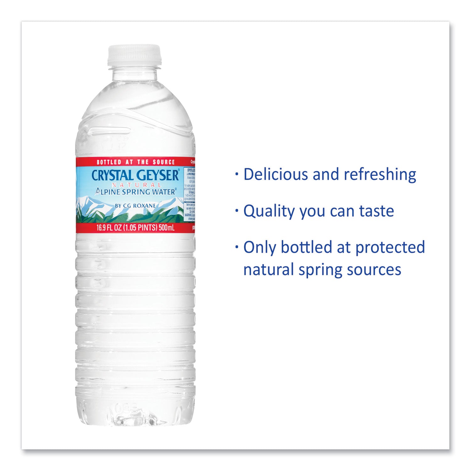 Crystal Geyser® Natural Alpine Spring Water, 16.9 oz Bottle, 35/Carton