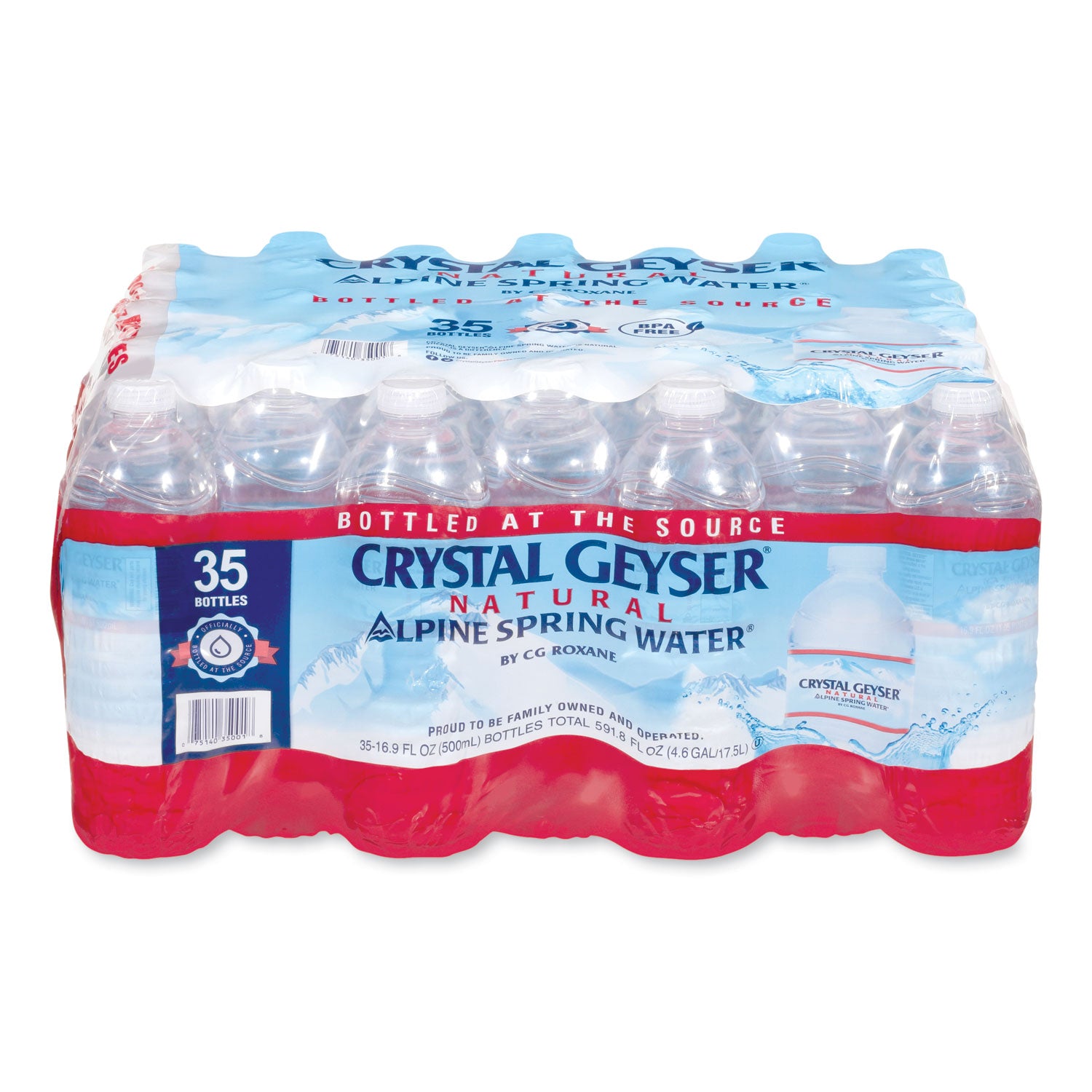 Crystal Geyser® Alpine Spring Water, 16.9 oz Bottle, 35/Carton