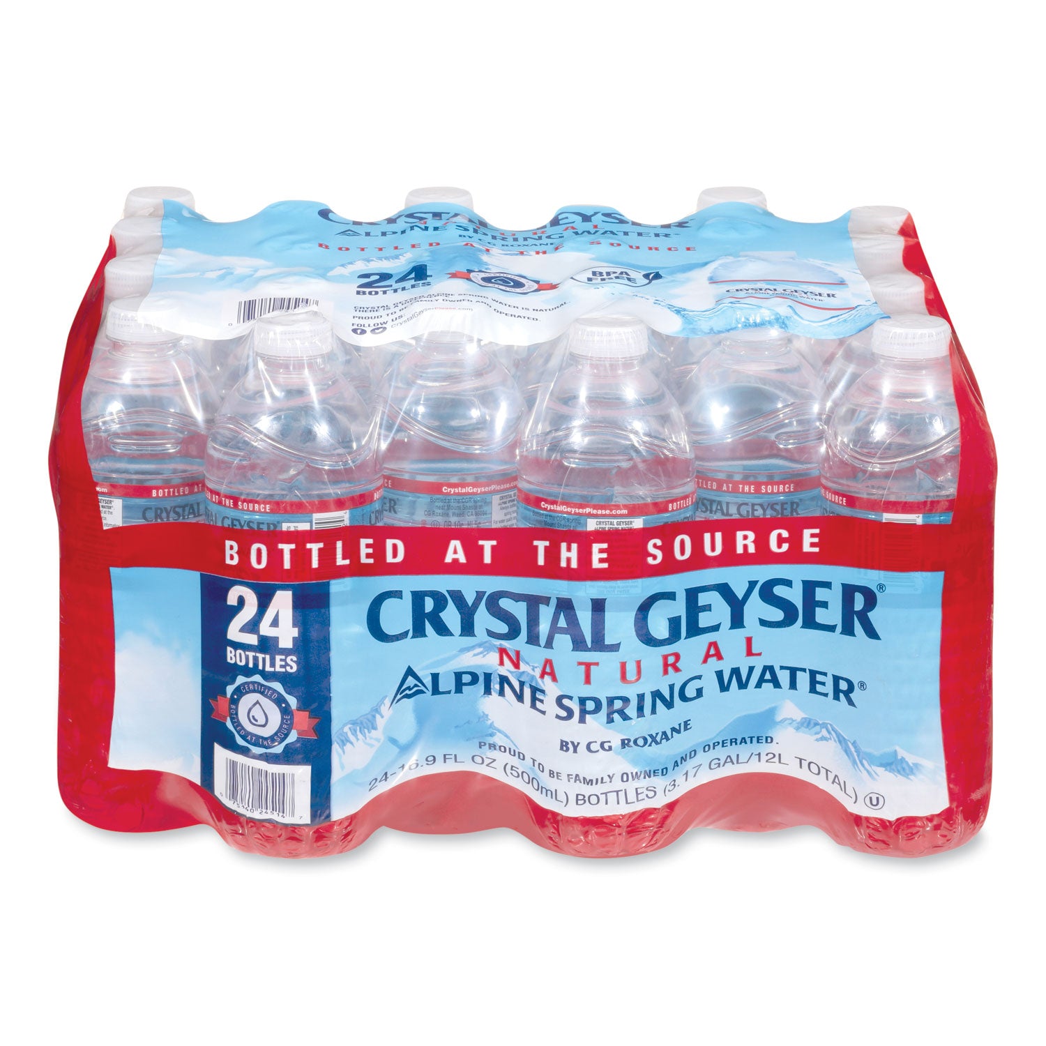 Crystal Geyser® Alpine Spring Water, 16.9 oz Bottle, 24/Carton, 84 Cartons/Pallet