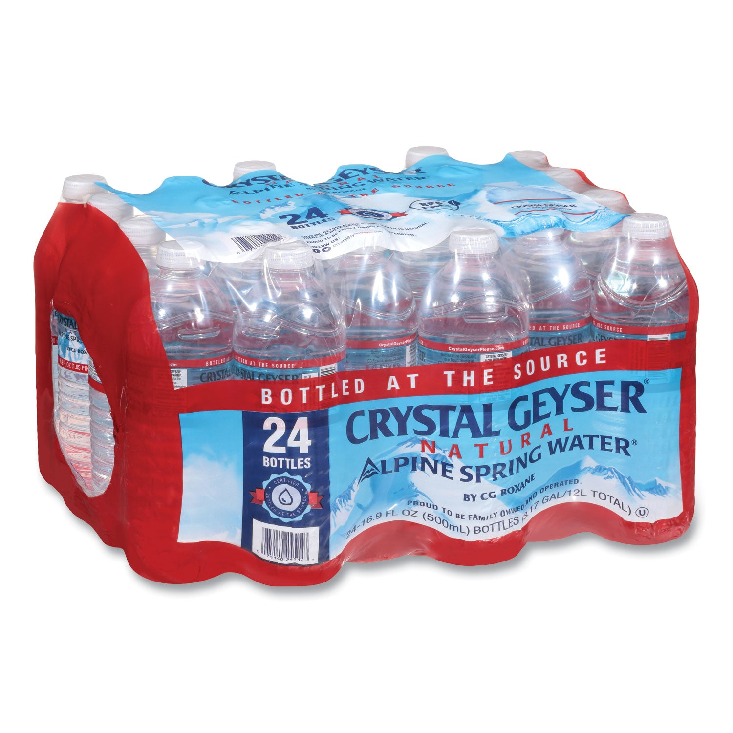 Crystal Geyser® Alpine Spring Water, 16.9 oz Bottle, 24/Carton