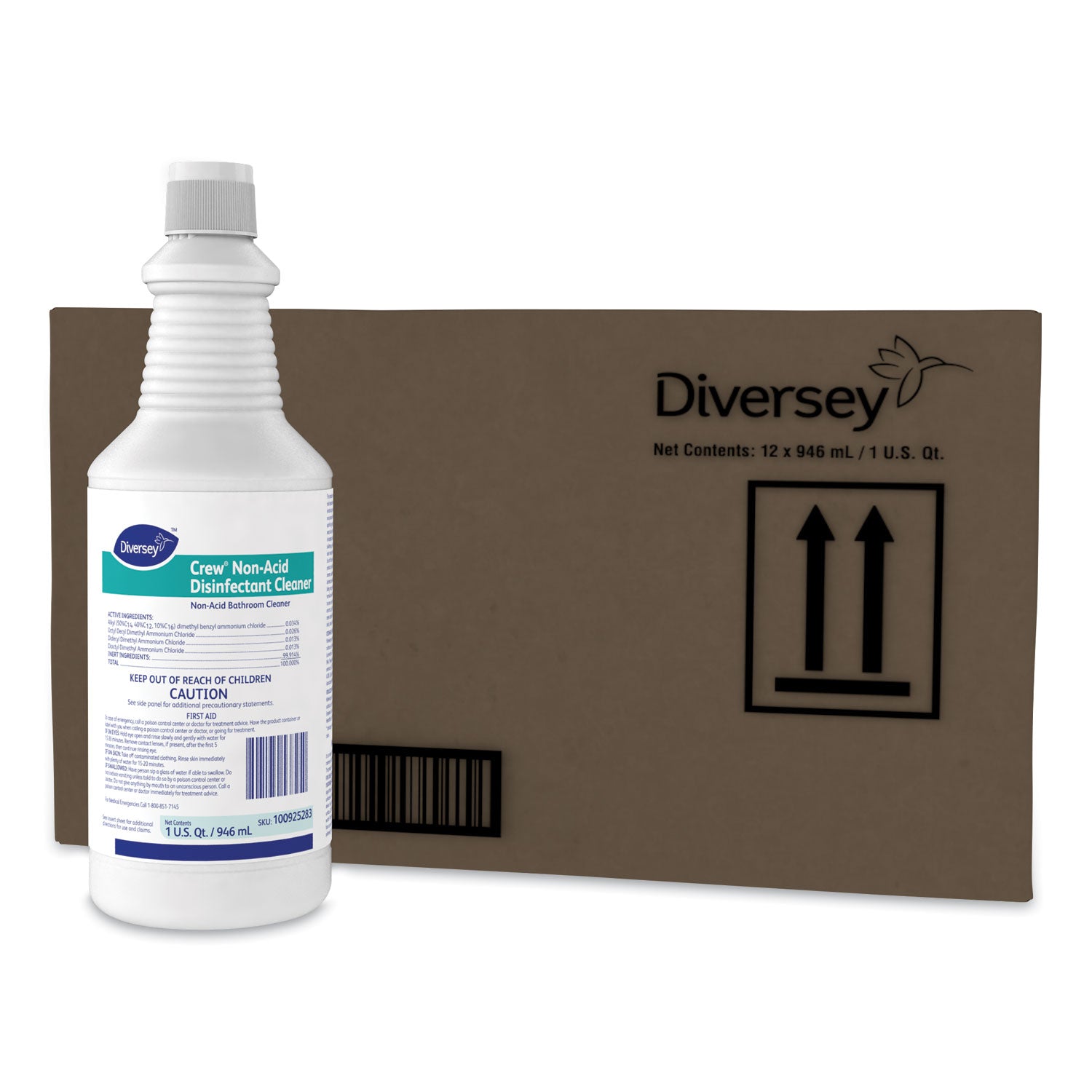 Diversey™ Crew Neutral Non-Acid Bowl and Bathroom Disinfectant, 32 oz Squeeze Bottle, 12/Carton