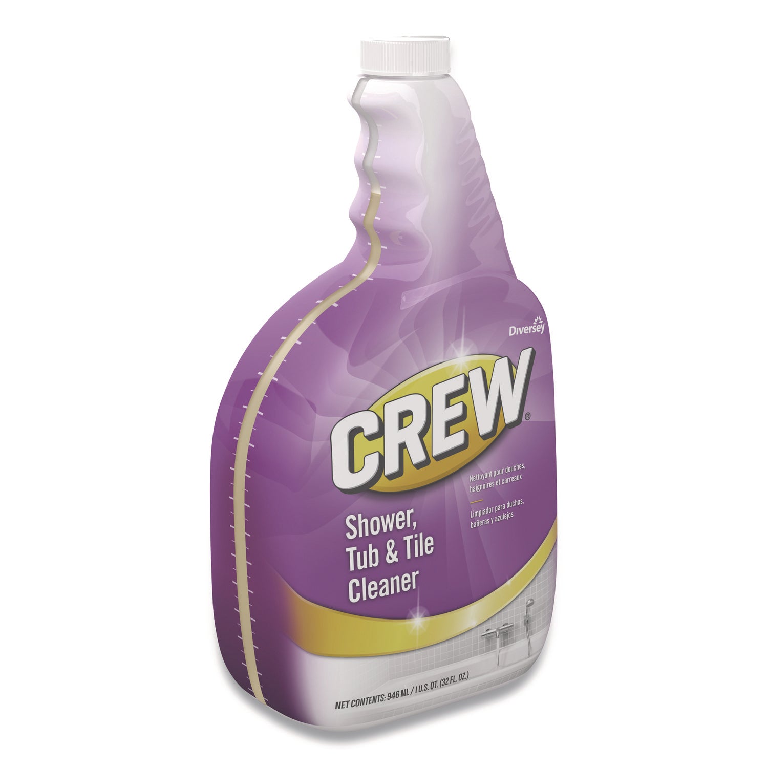 Diversey™ Crew Shower, Tub and Tile Cleaner, Liquid, 32 oz, 4/Carton