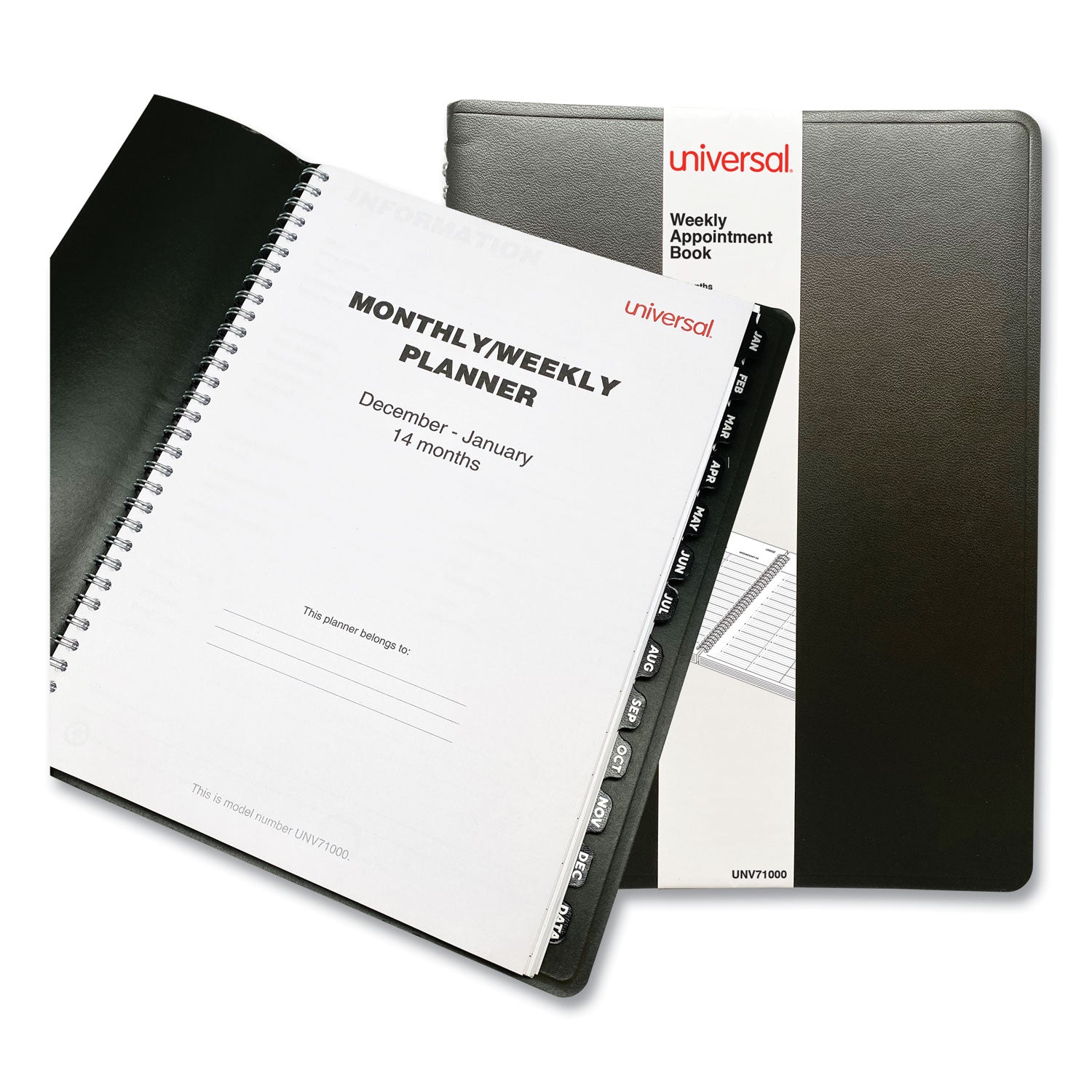 Weekly Planner, 11 x 8, Black Cover, 14-Month: Dec 2024 to Jan 2026