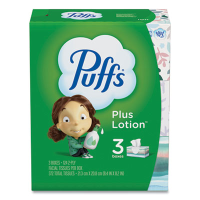 PROCTER & GAMBLE Plus Lotion Facial Tissue, 2-Ply, White, 124/Box, 3 Box/Pack - Flipcost