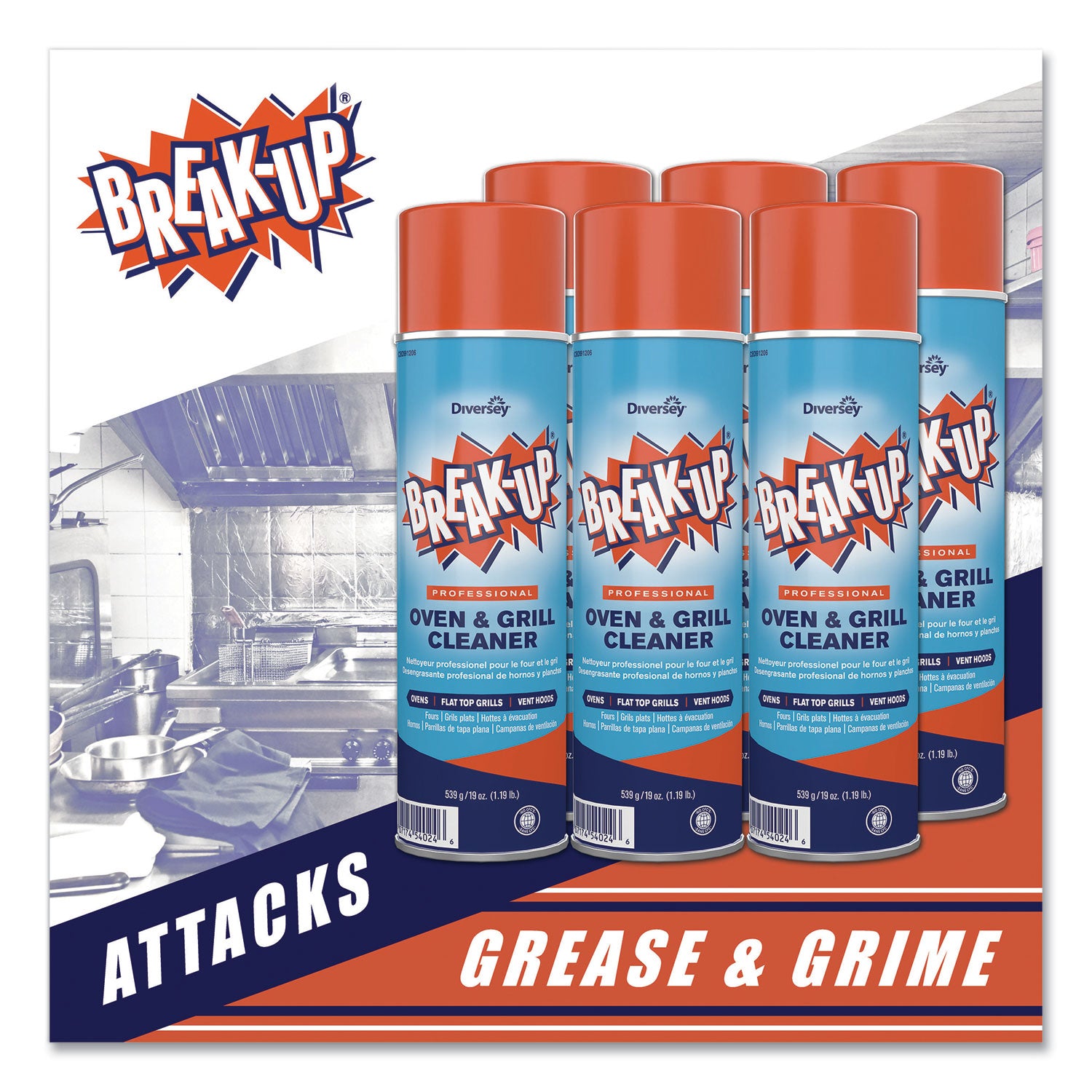 BREAK-UP® Oven And Grill Cleaner, Ready to Use, 19 oz Aerosol Spray 6/Carton