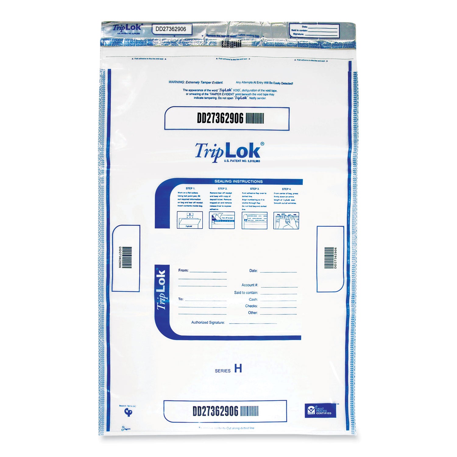 Deposit Bag, Plastic, 12 x 16, Clear, 100/Pack