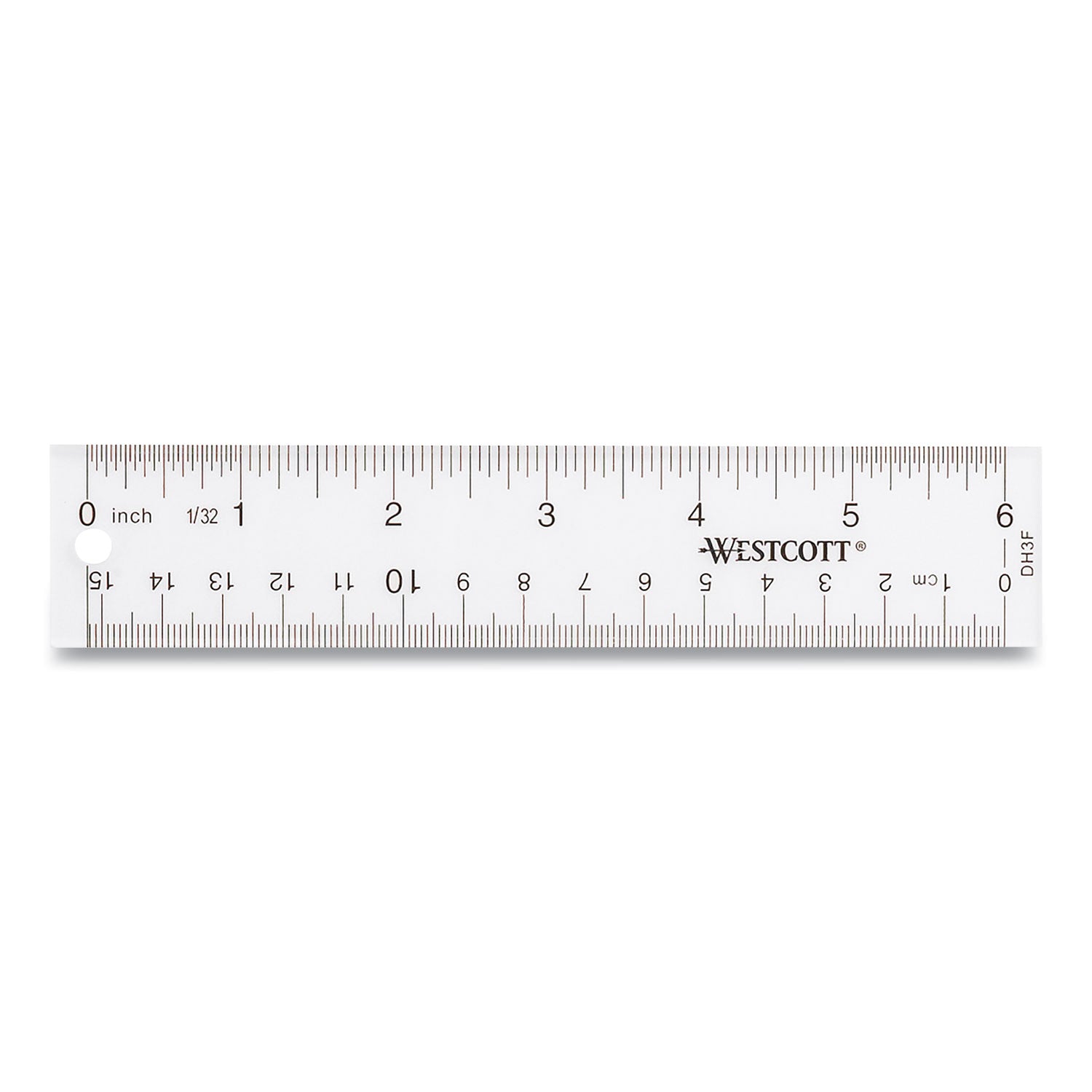 Westcott® Clear Flexible Acrylic Ruler, Standard/Metric, 6" (15 cm) Long, Clear, 12/Box