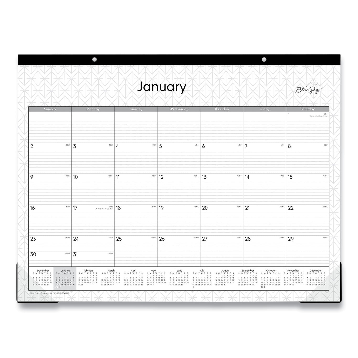 Enterprise Desk Pad, Geometric Artwork, 22 x 17, White/Gray Sheets, Black Binding, Clear Corners, 12-Month (Jan to Dec): 2025