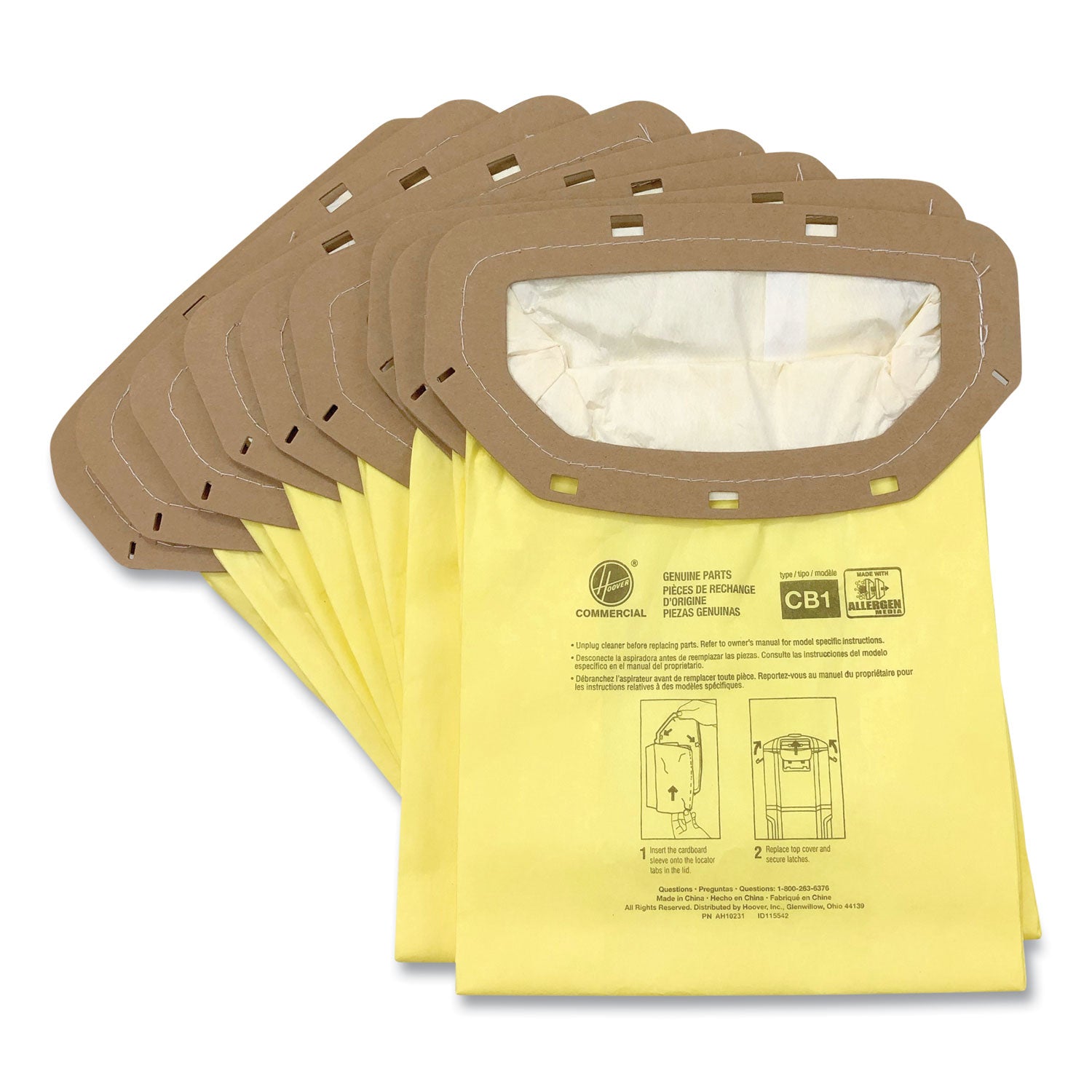 Disposable Open Mouth Vacuum Bags, Allergen CB1, 10/Pack