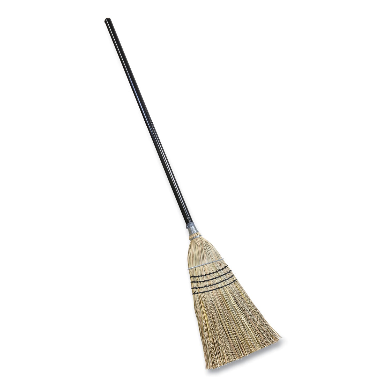 Bulldozer Heavy-Duty Outdoor Broom, Natural-Fiber Bristles, 54" Overall Length, Black/Natural