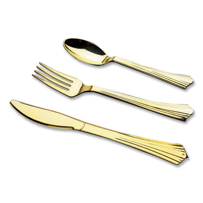 Gourmet Gold Assorted Plastic Cutlery, Mediumweight, 20 Forks, 15 Knives, 15 Spoons/Pack Flipcost Flipcost