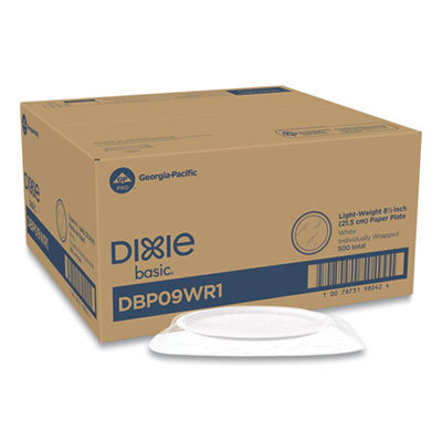 White Paper Plates, 8.5" dia, Individually Wrapped, White, 500/Carton Flipcost Flipcost