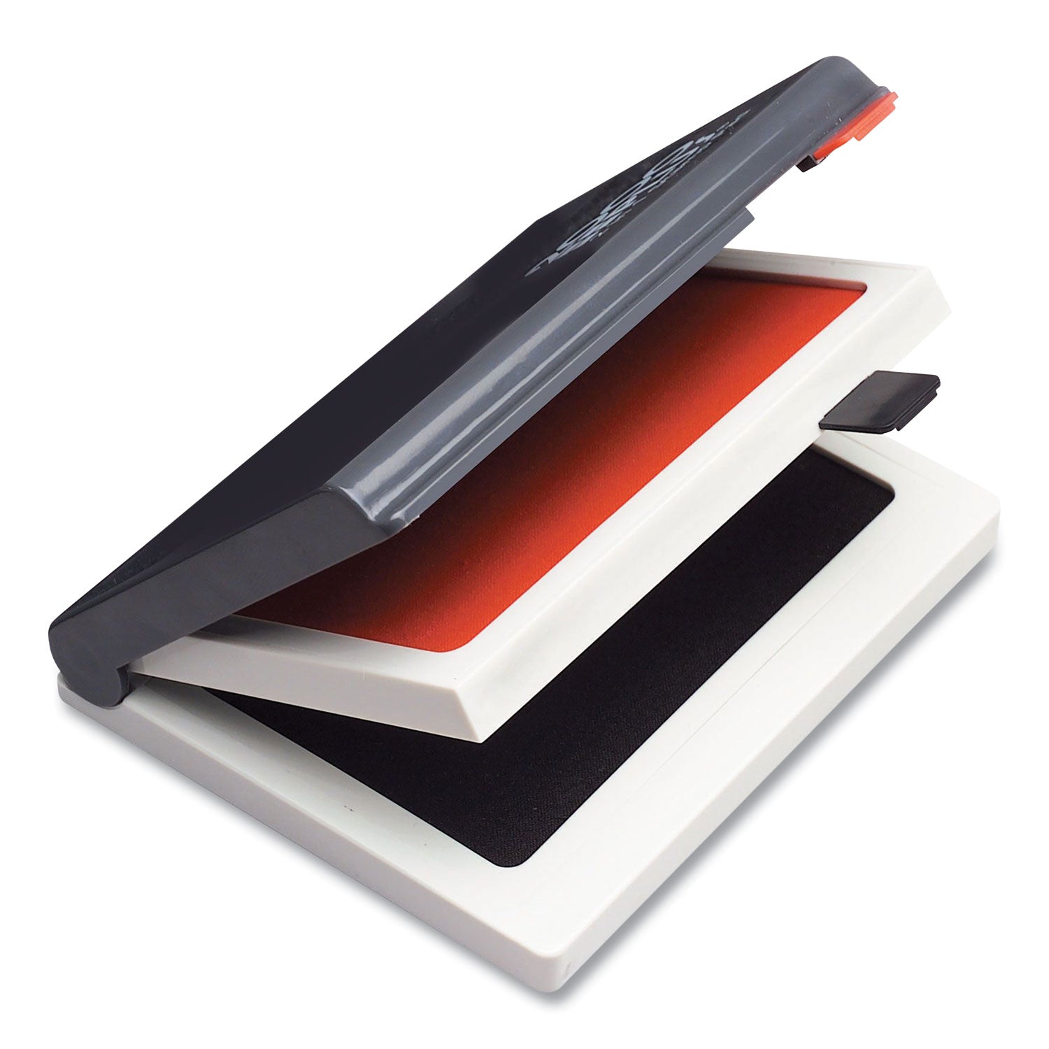 COSCO 2000 PLUS Two-Color Felt Stamp Pad Case, 4" x 2", Black/Red