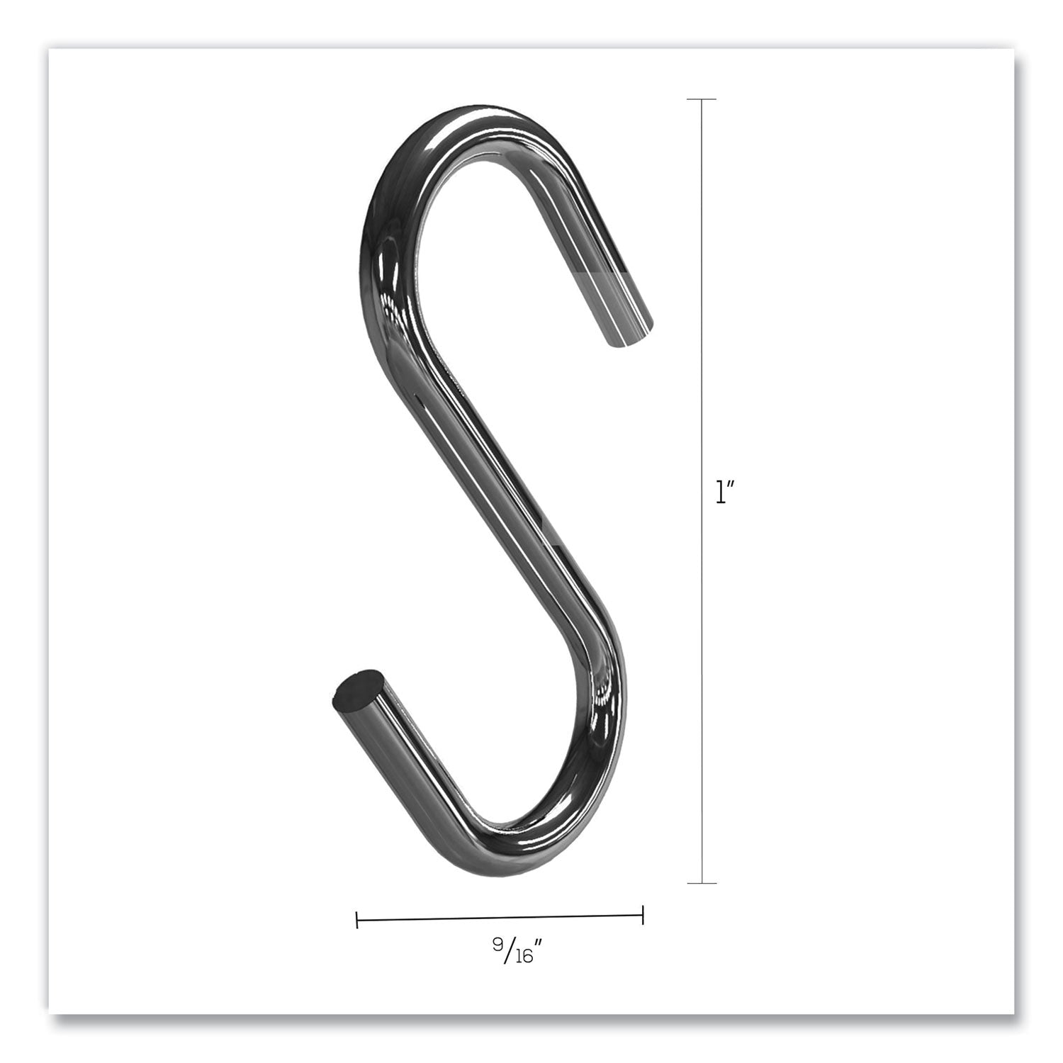 deflecto® S Hooks, Metal, Silver, 50/Pack