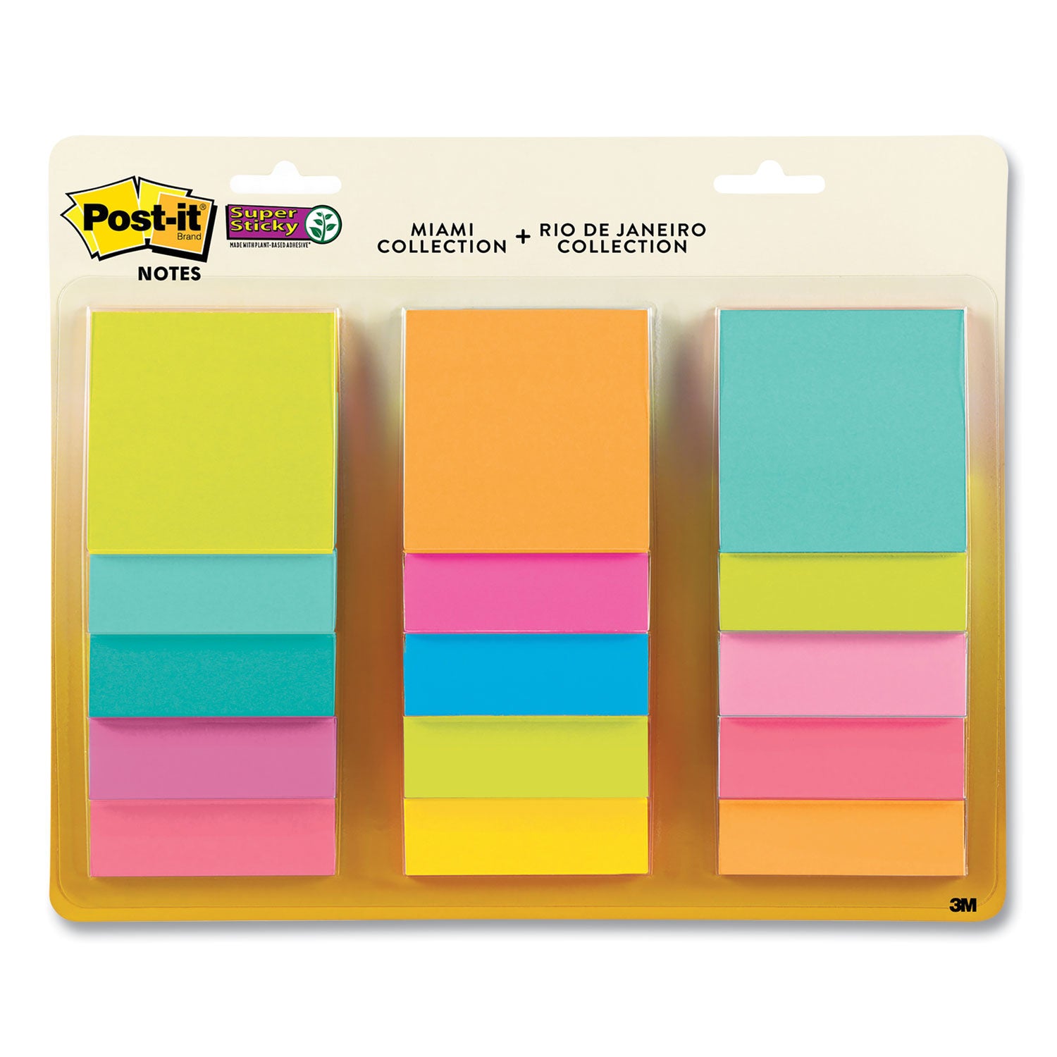 Pad Collection Assortment Pack, 3" x 3", Energy Boost and Supernova Neon Color Collections, 45 Sheets/Pad, 15 Pads/Pack