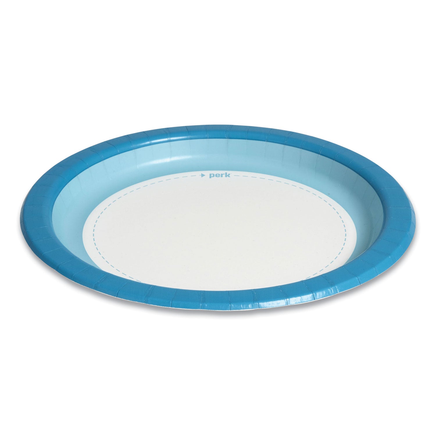 Heavy-Weight Paper Plates, 10" dia, White/Blue, 125 Pack Perk™ Flipcost