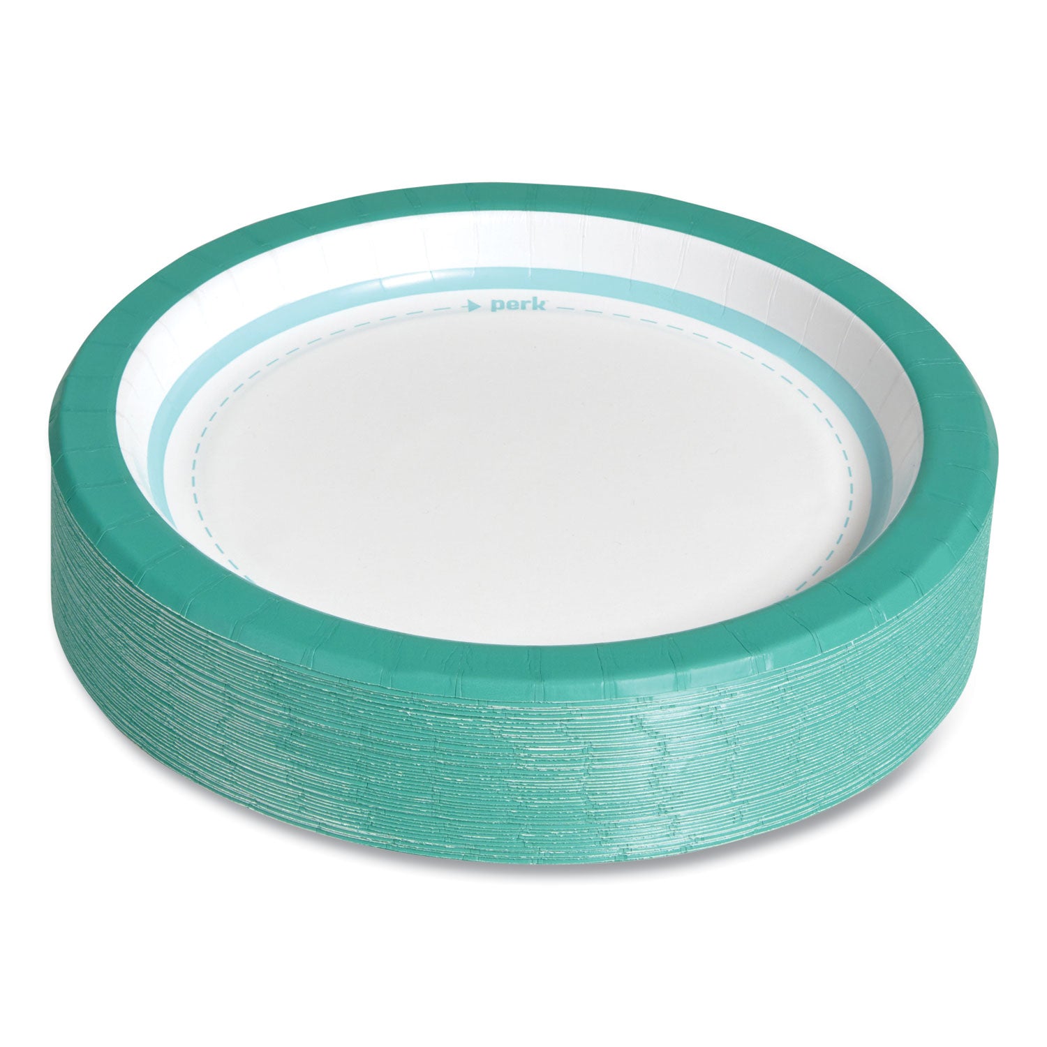 Everyday Paper Plates, 8.5" dia, White/Teal, 125/Pack Perk™ Flipcost