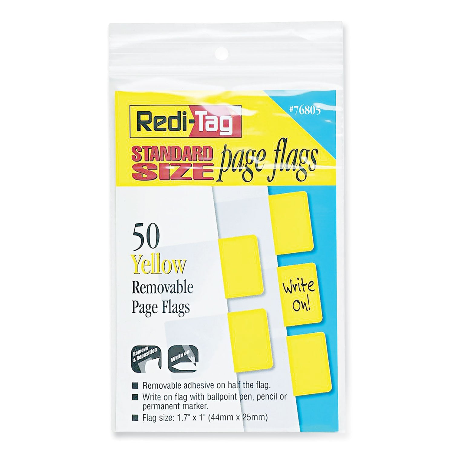 Redi-Tag® Easy-To-Read Self-Stick Index Tabs, Yellow, 50/Pack