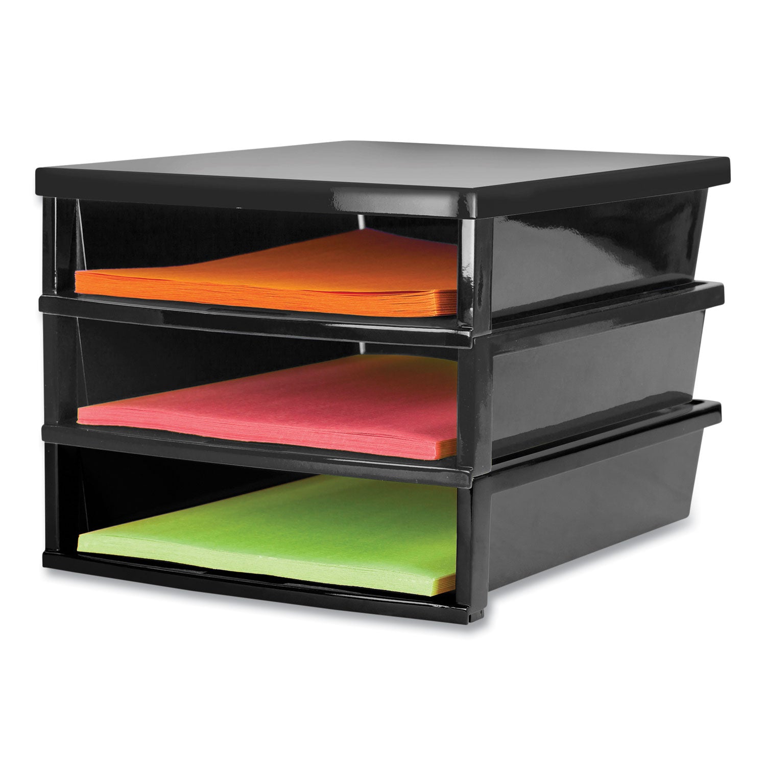 Quick Stack Construction Paper Sorter, 3 Compartments, 11 x 12.4 x 8.7, Black