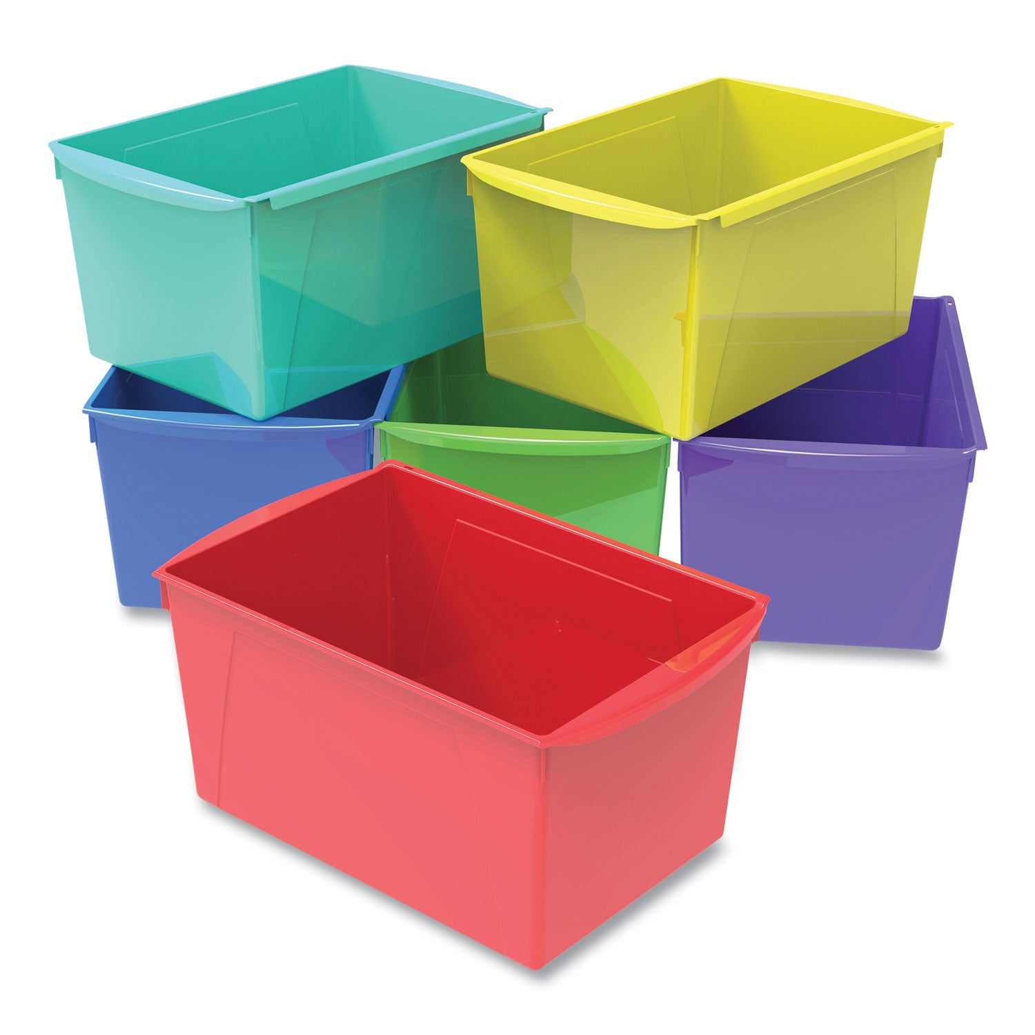 Double XL Wide Interlocking Book Bins, 9.2" x 14.5" x 7", Assorted Bright Colors, 6/Carton