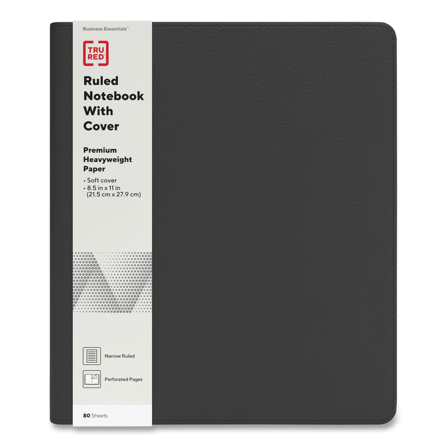 Soft-Cover Notebook Folio Set, 1-Subject, Narrow Rule, Black Cover, (80) 11 x 8.5 Sheets