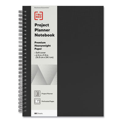 Wirebound Soft-Cover Project-Planning Notebook, 1-Subject, Project-Management Format, Black Cover, (80) 9.5 x 6.5 Sheets Flipcost Flipcost