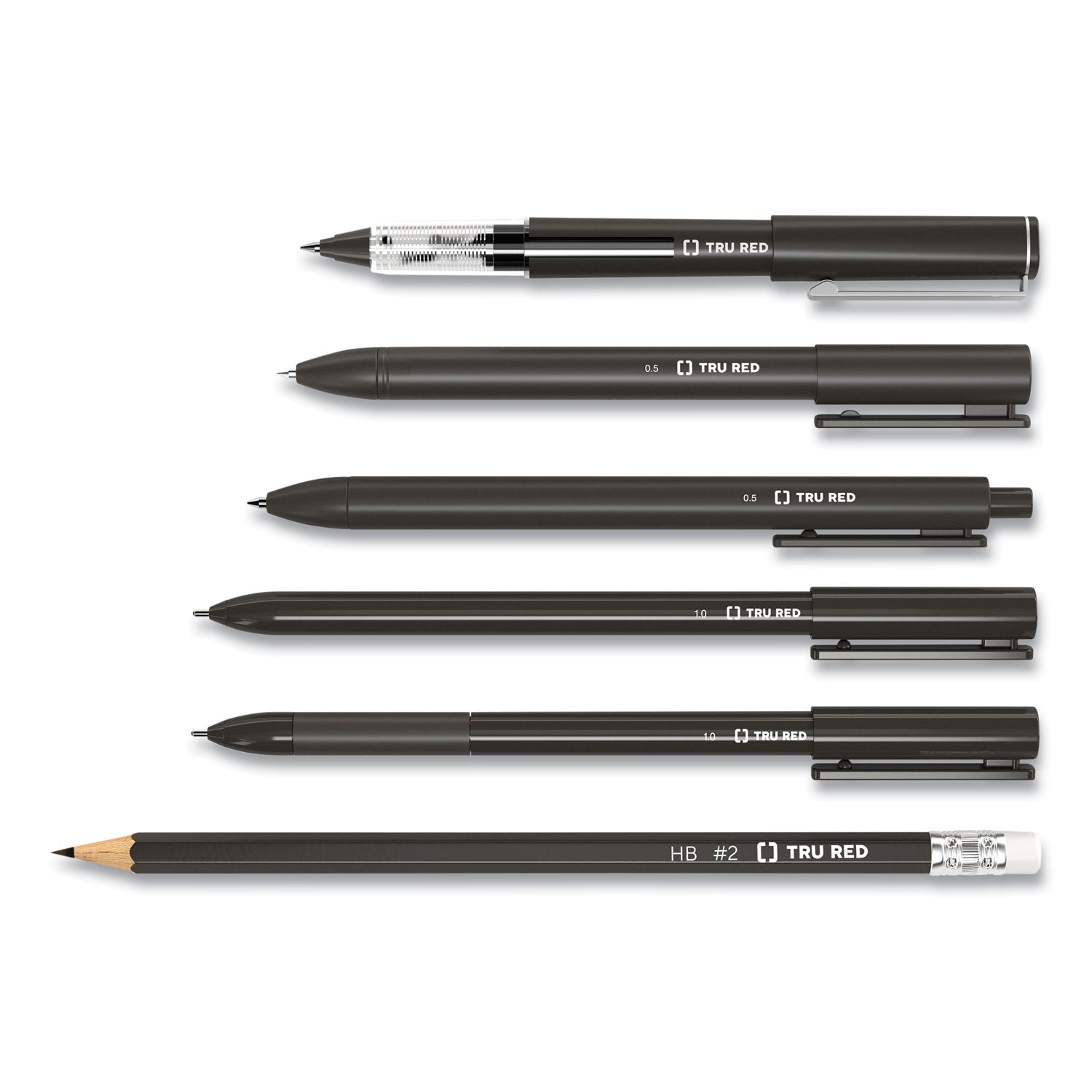 Quick Dry Gel Pen, Retractable, Fine 0.5 mm, Black Ink, Black Barrel, Dozen TRU RED™ Flipcost