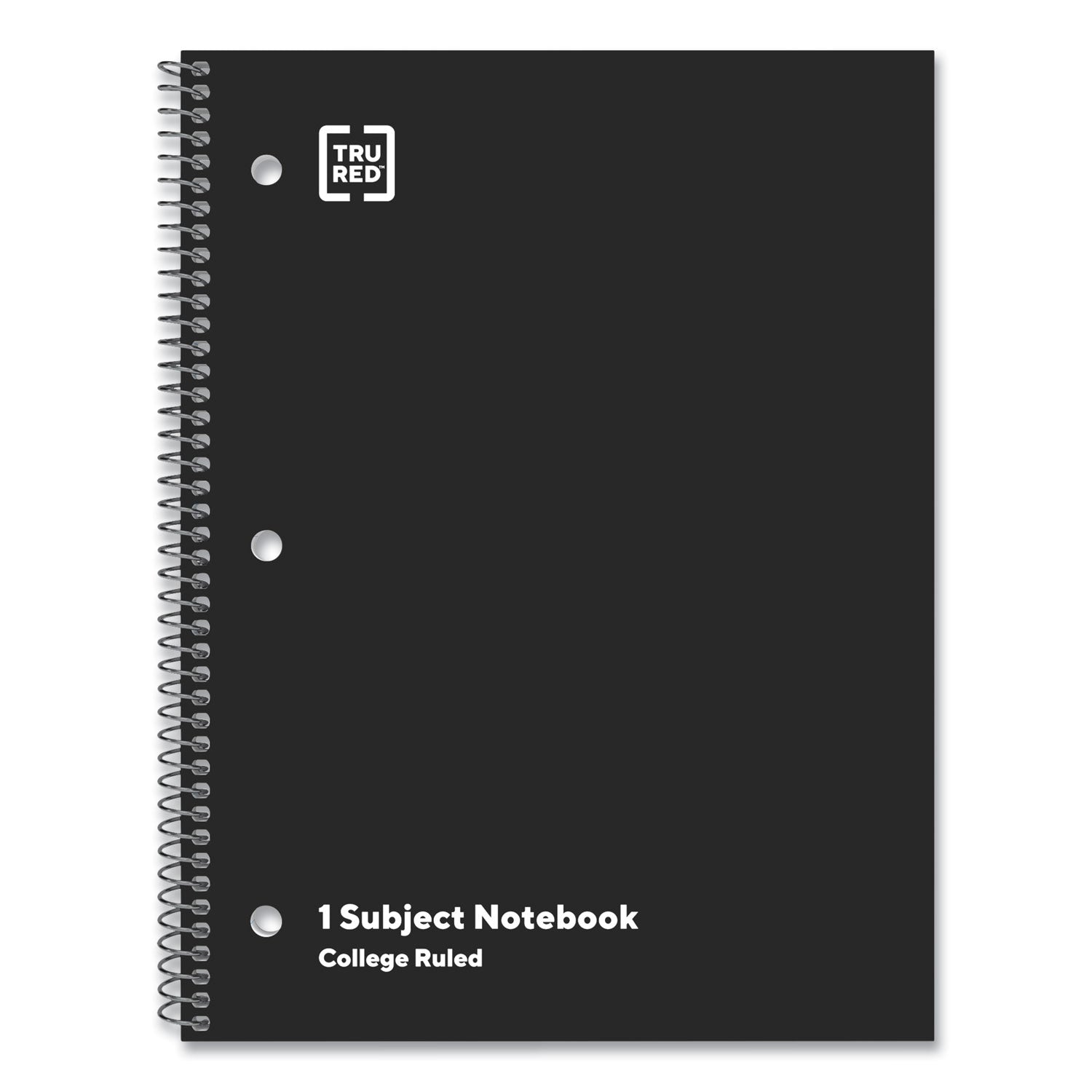 One-Subject Notebook, Medium/College Rule, Black Cover, (70) 10.5 x 8 Sheets, 6/Pack TRU RED™ Flipcost