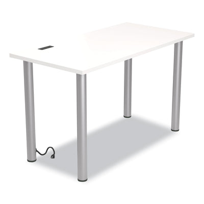 Essentials Writing Table-Desk with Integrated Power Management, 47.5" x 23.7" x 28.8", White/Aluminum Flipcost Flipcost