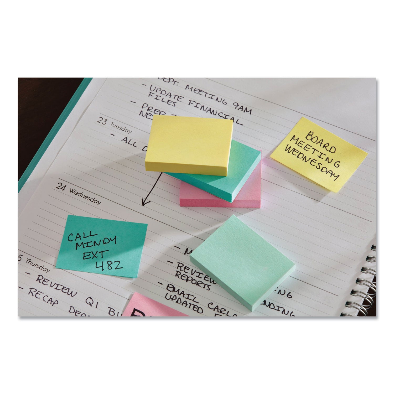 Post-it® Notes Original Pads in Beachside Cafe Collection Colors, 1.38" x 1.88", 100 Sheets/Pad, 12 Pads/Pack