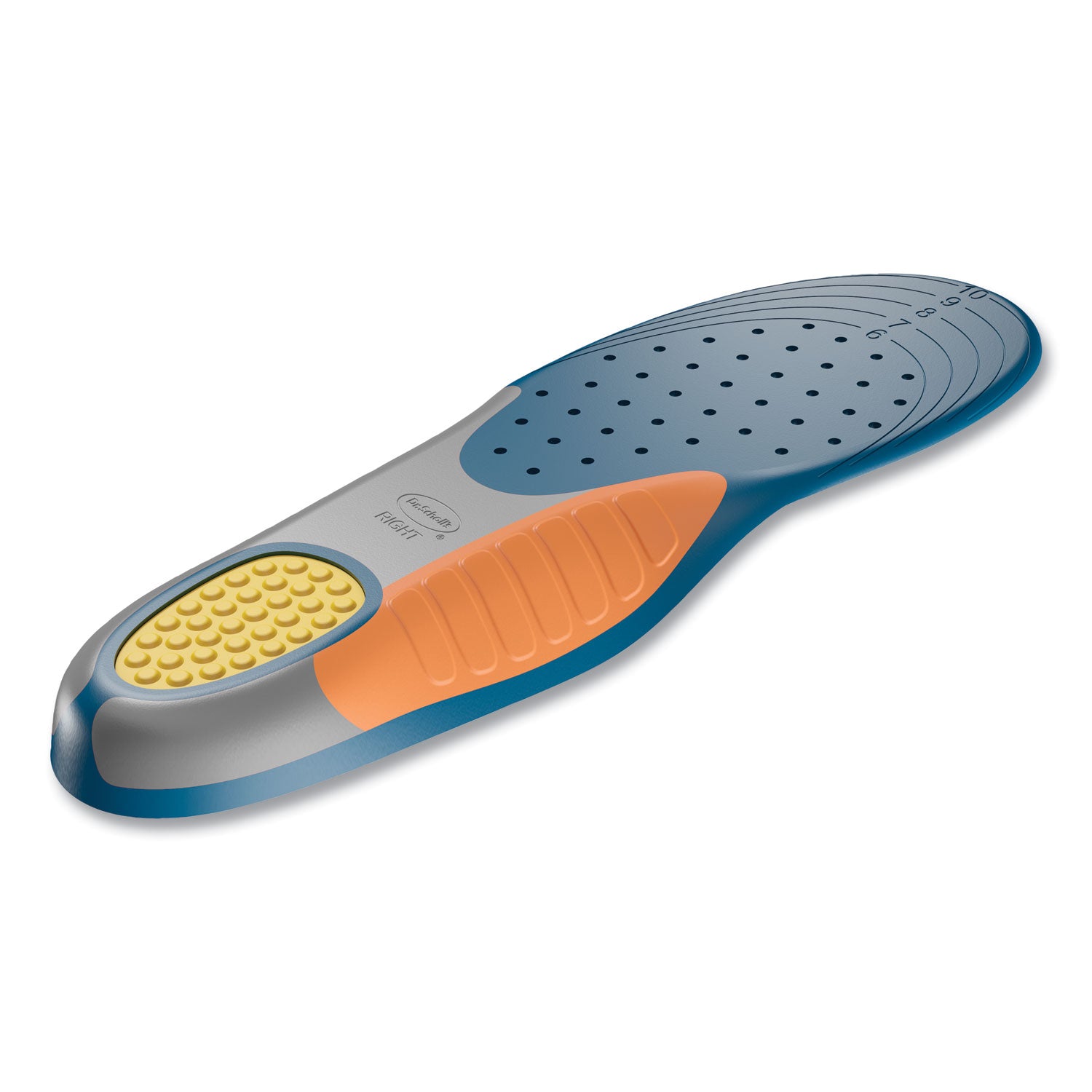 Dr. Scholl's® Pain Relief Extra Support Orthotic Insoles, Women Sizes 6 to 11, Gray/Blue/Orange/Yellow, Pair