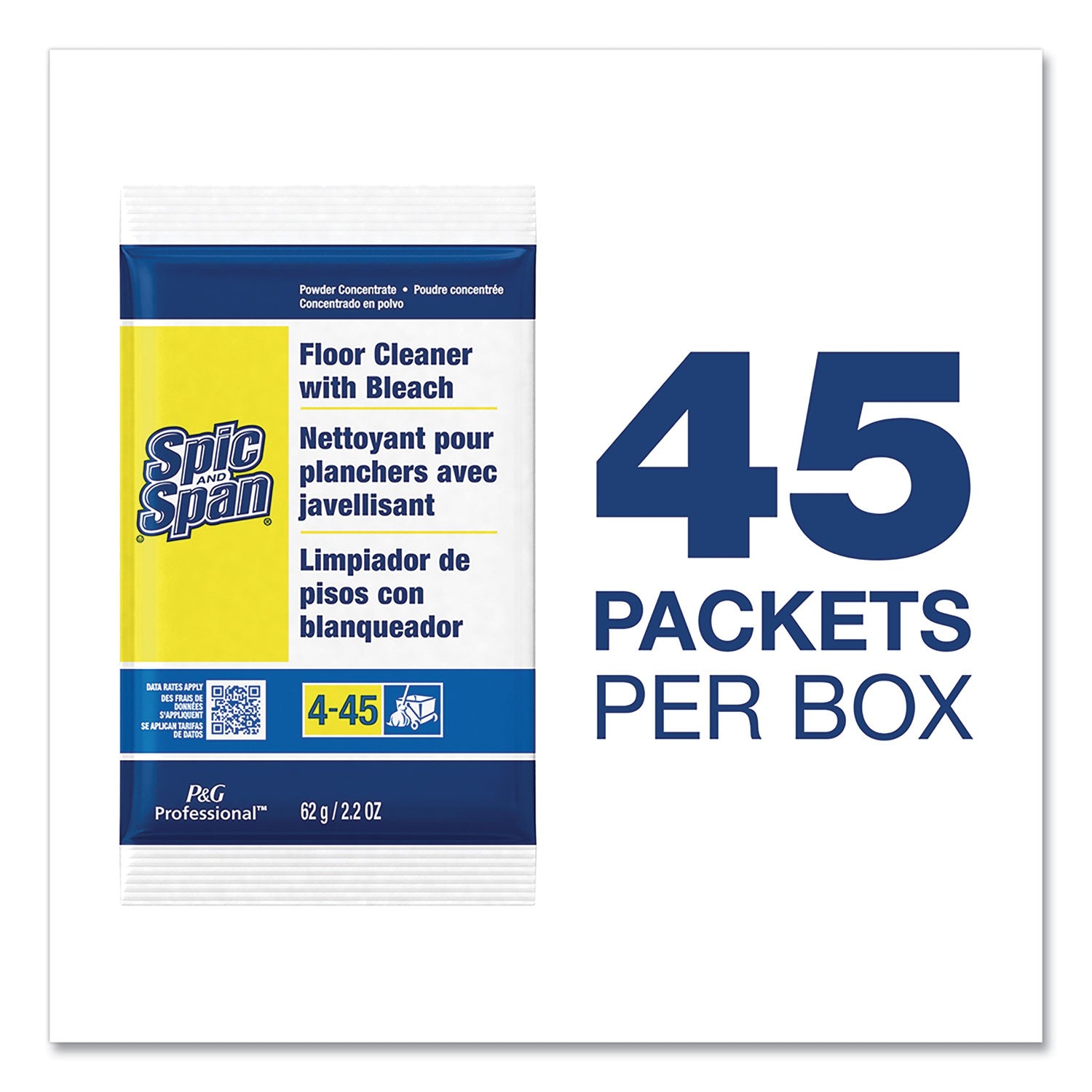 Spic and Span® Bleach Floor Cleaner Packets, 2.2oz Packets, 45/Carton