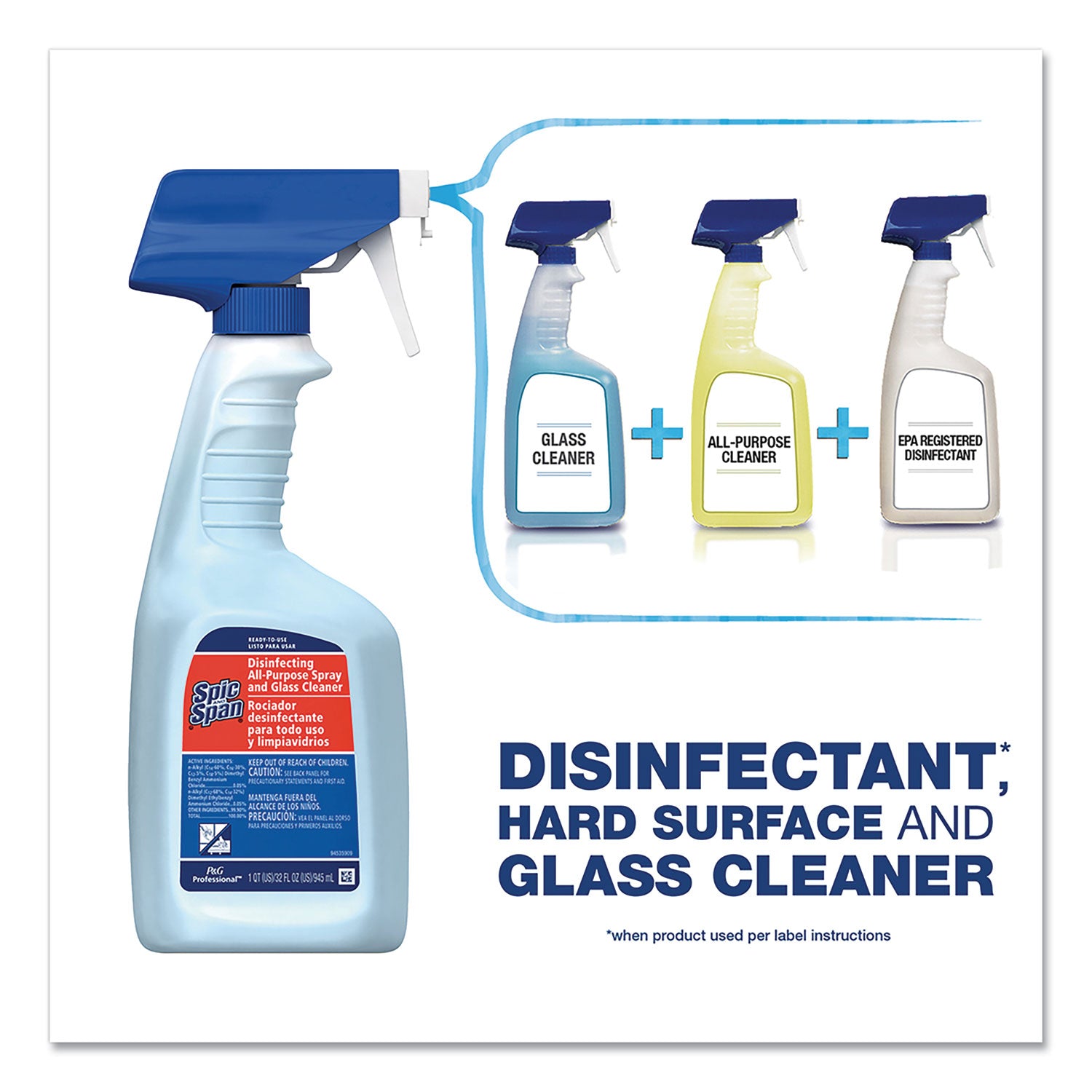 Spic and Span® Disinfecting All-Purpose Spray and Glass Cleaner, Concentrated, 1 gal, 2/Carton