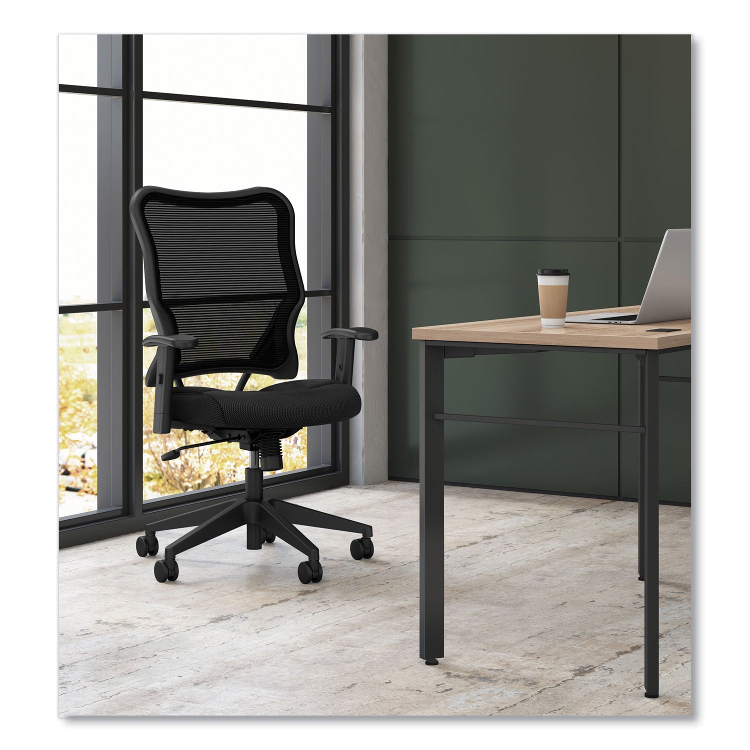 HON® VL702 Mesh High-Back Task Chair, Supports Up to 250 lb, 18.5" to 23.5" Seat Height, Black