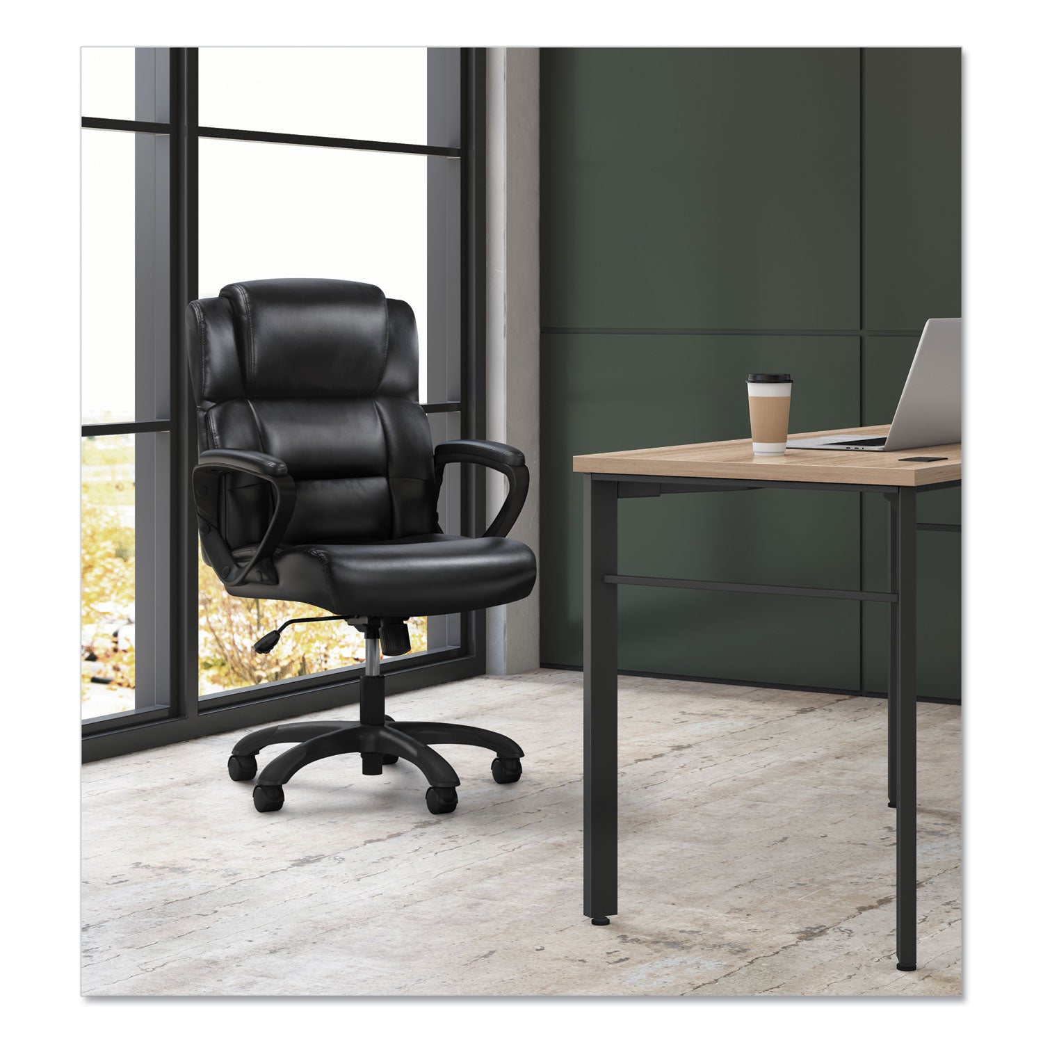 Sadie™ Mid-Back Executive Chair, Supports Up to 225 lb, 19" to 23" Seat Height, Black