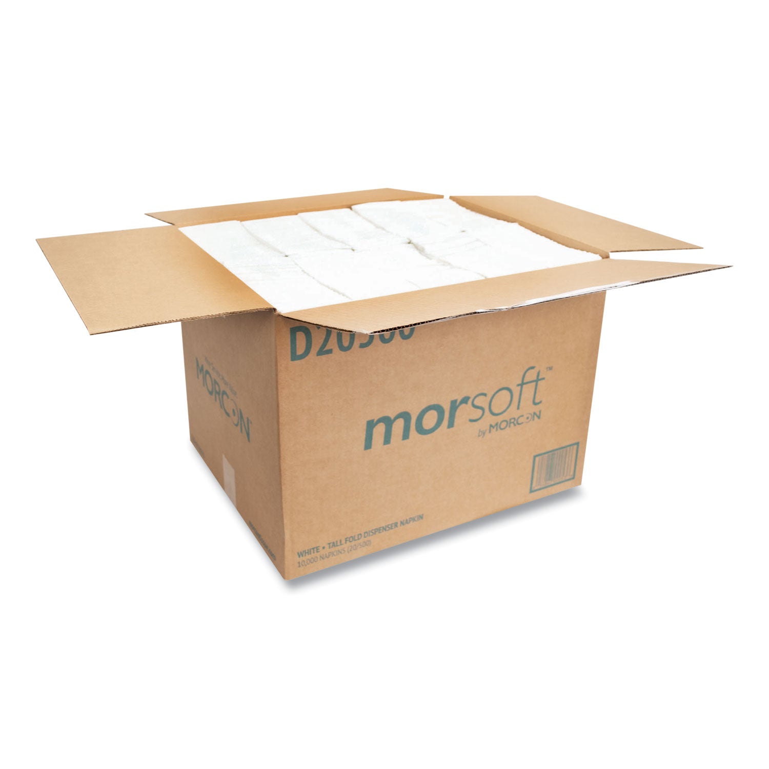 Morcon Tissue Morsoft Dispenser Napkins, 1-Ply, 6 x 13, White, 500/Pack, 20 Packs/Carton