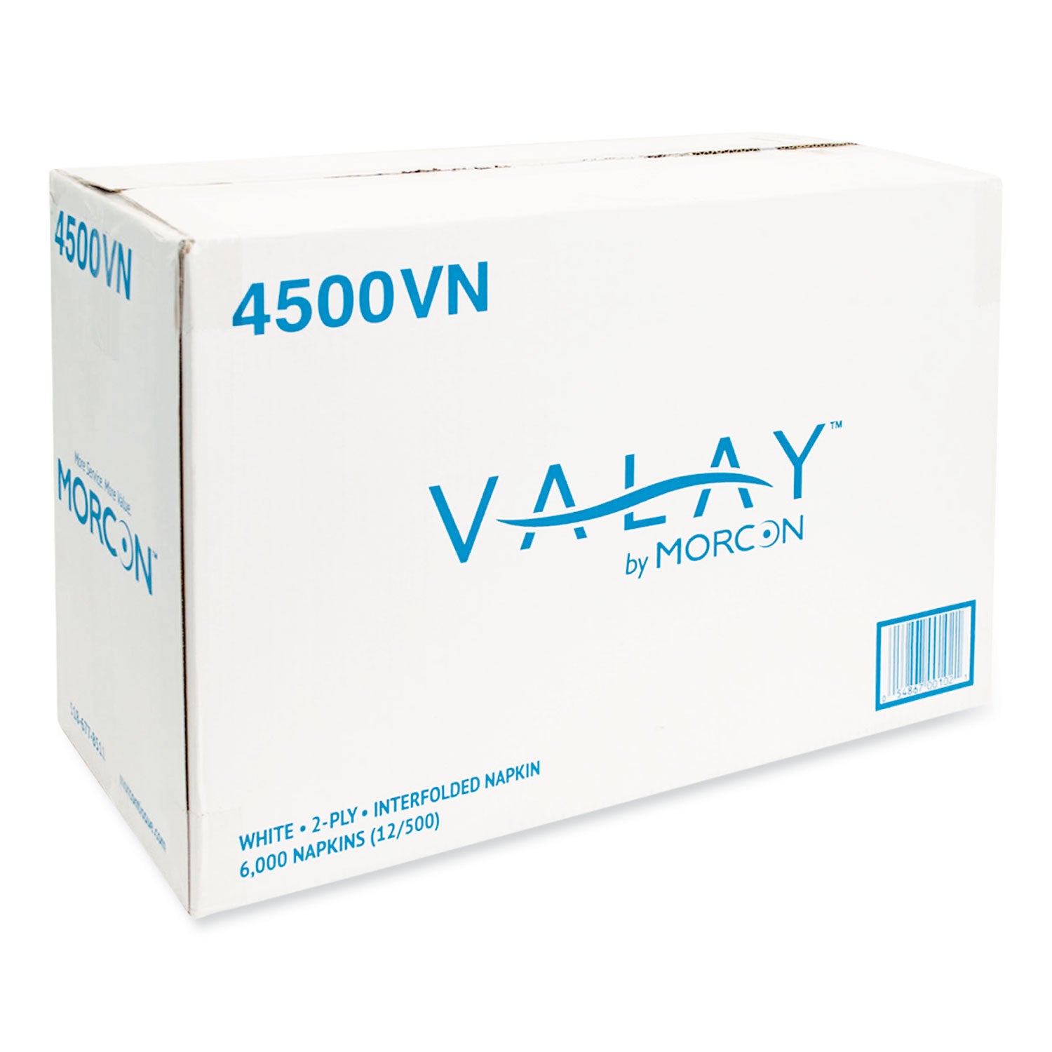 Morcon Tissue Valay Interfolded Napkins, 2-Ply, 6.5 x 8.25, White, 500/Pack, 12 Packs/Carton